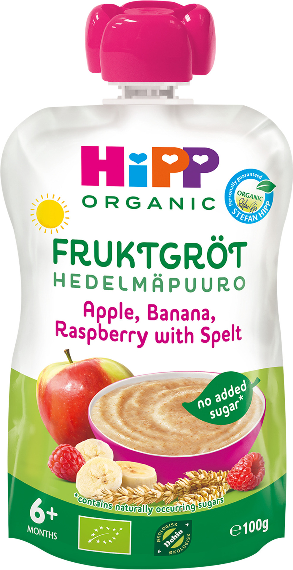 HiPP Fruktgröt Apple, banana, rasberry with spelt 6 mån 100 g
