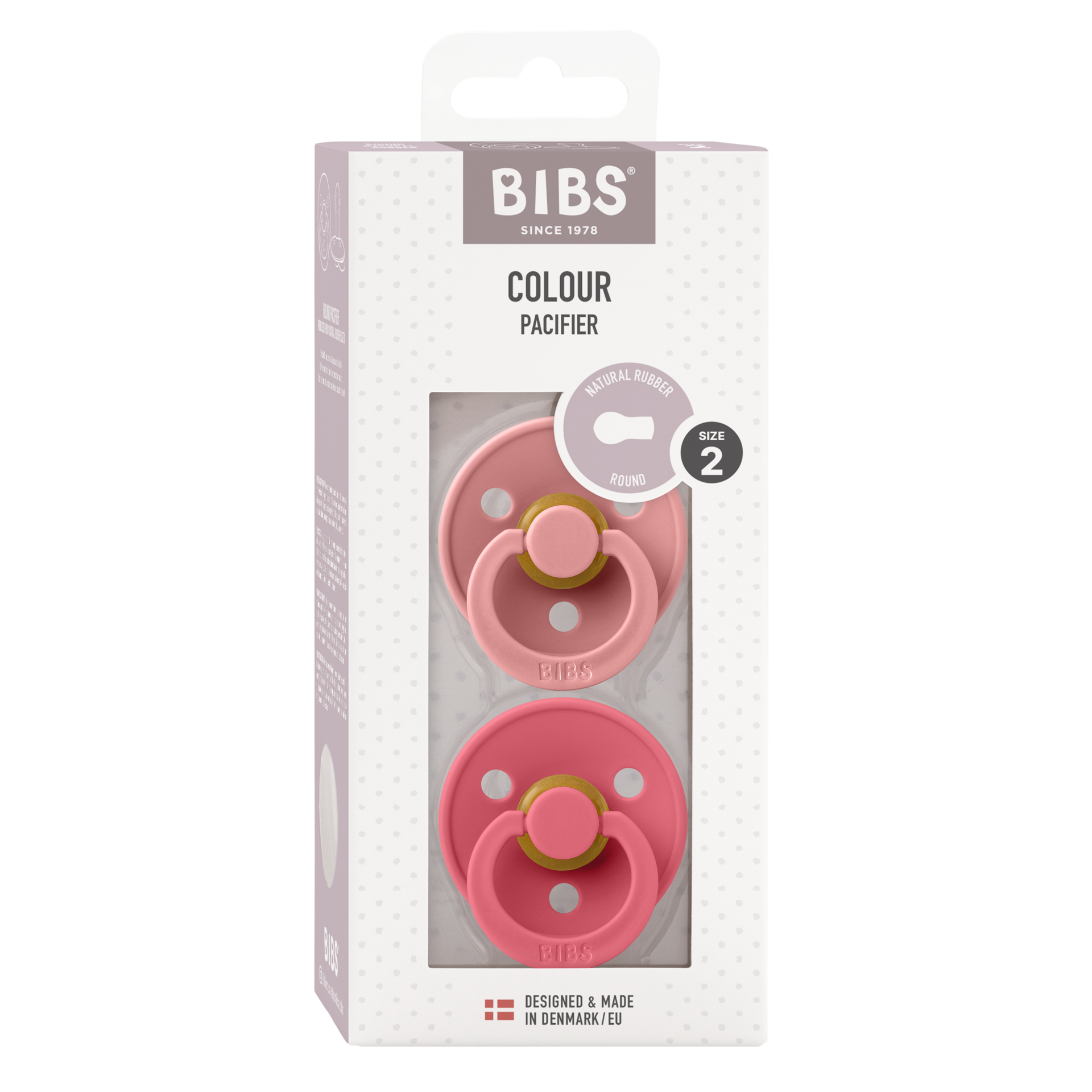 Pacifier Colour Latex Dusty Pink/Coral Size 2 2 st