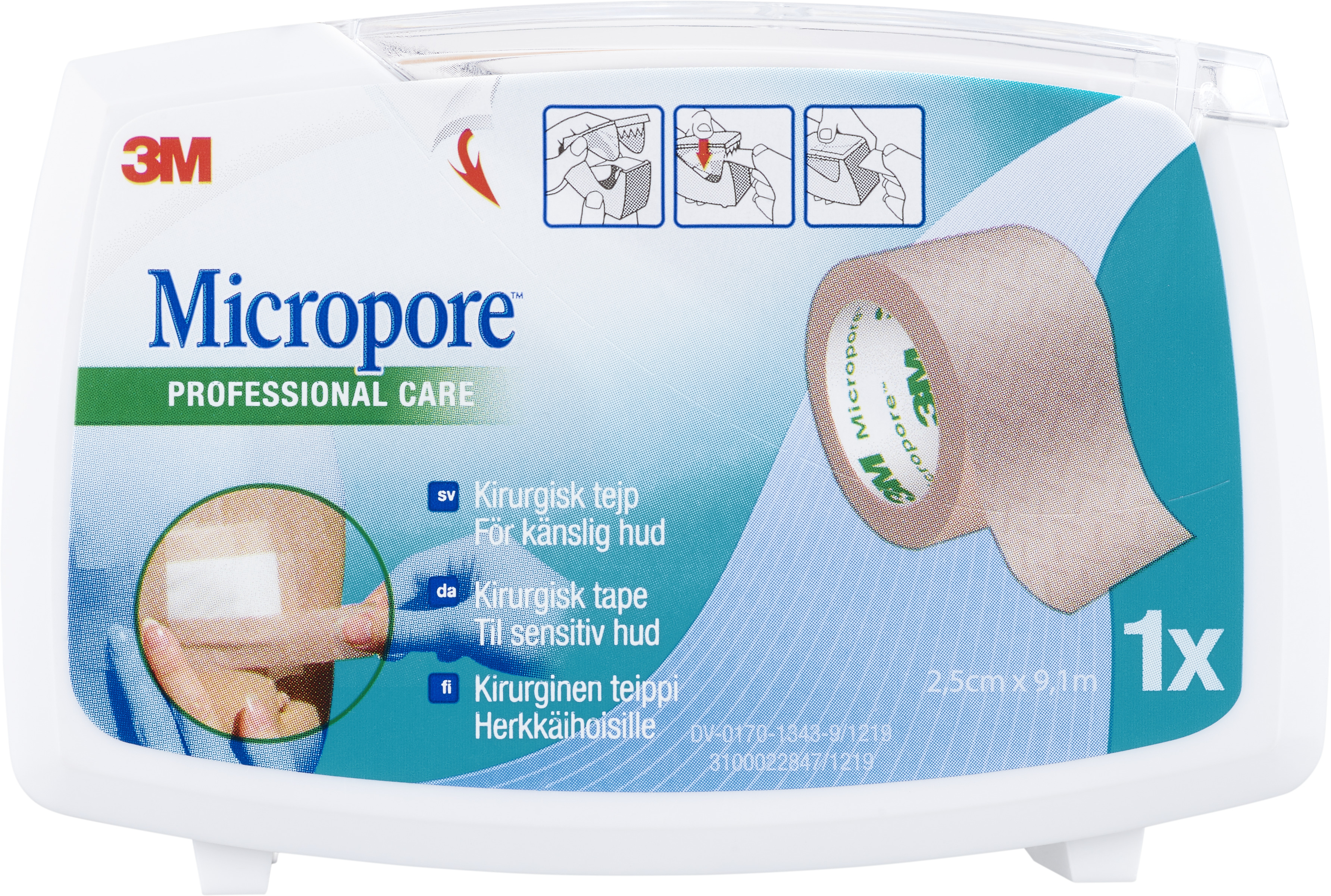 Micropore Tejp Brun 2,5 cm x 9,14 m