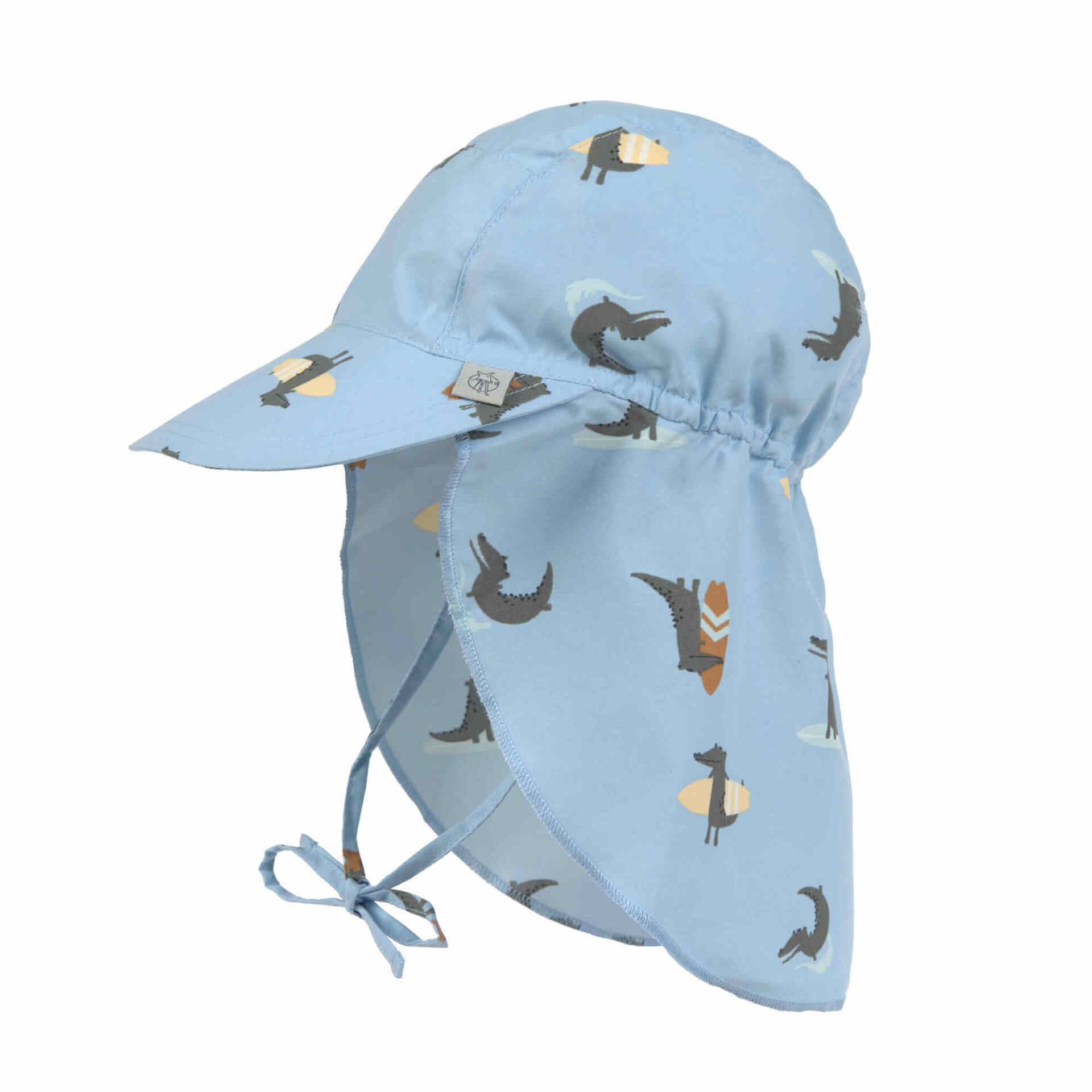 Solhatt Med Nackskydd Crocodile Sky Blue 12–18 mån