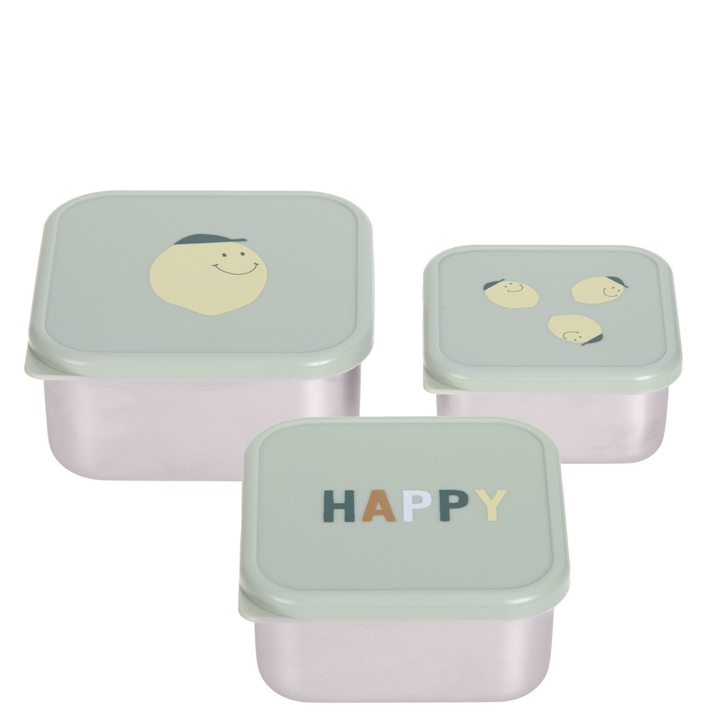 Snacklådor Rostfritt stål 3 delar Happy Fruits Lemon
