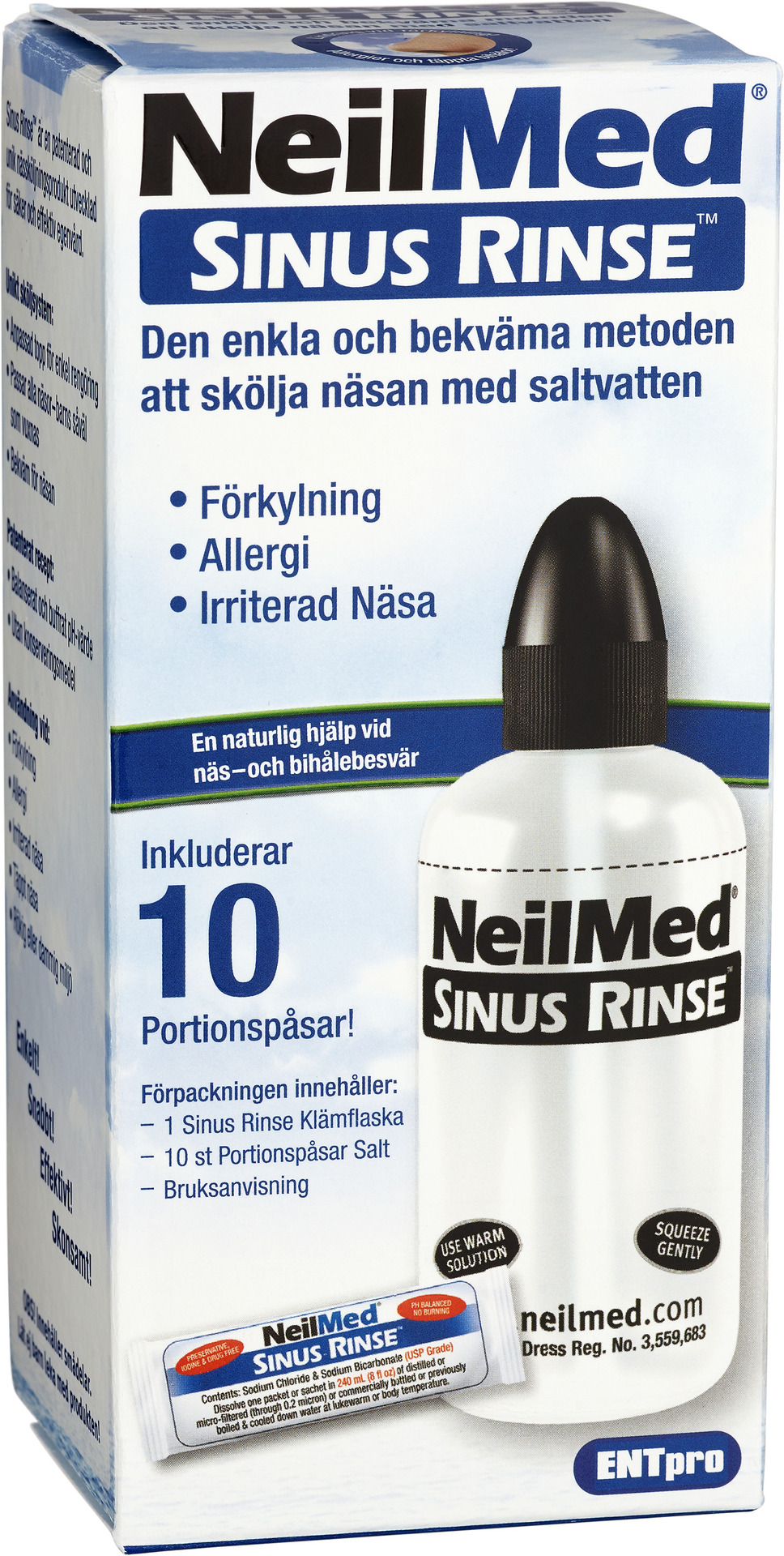 Sinus Rinse nässköljare med 10 saltpåsar