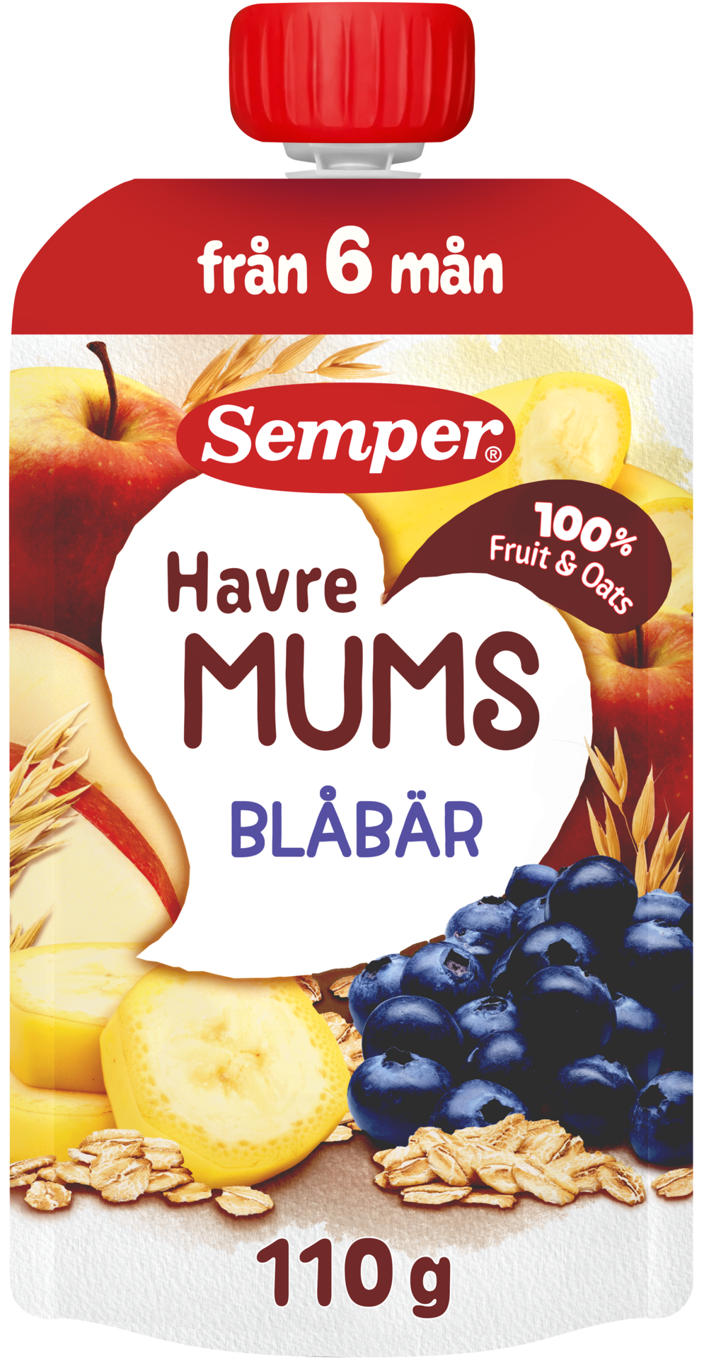 Fruktmums Blåbär med Havre från 6 månader