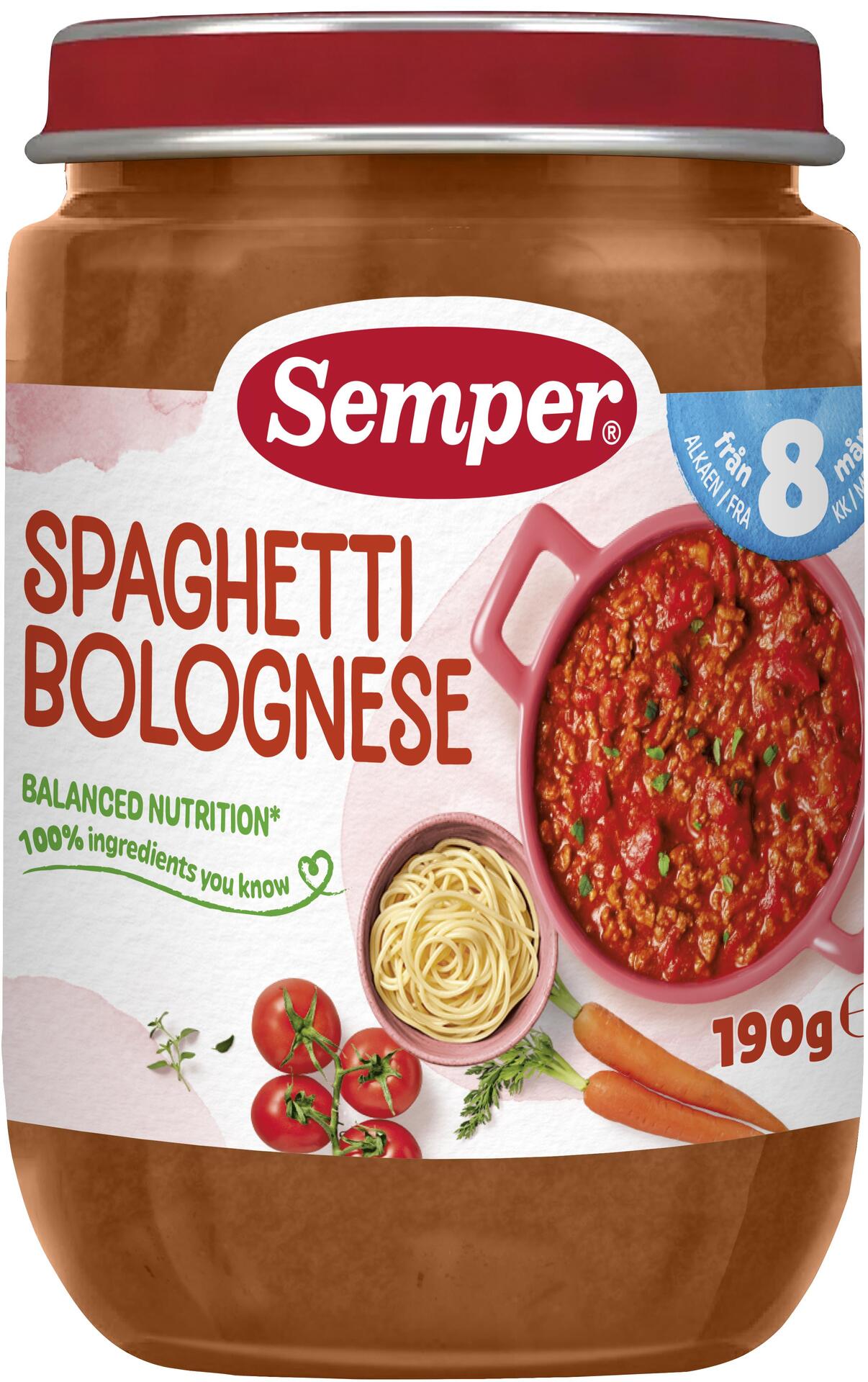 Spaghetti Bolognese 8 månader 190 g
