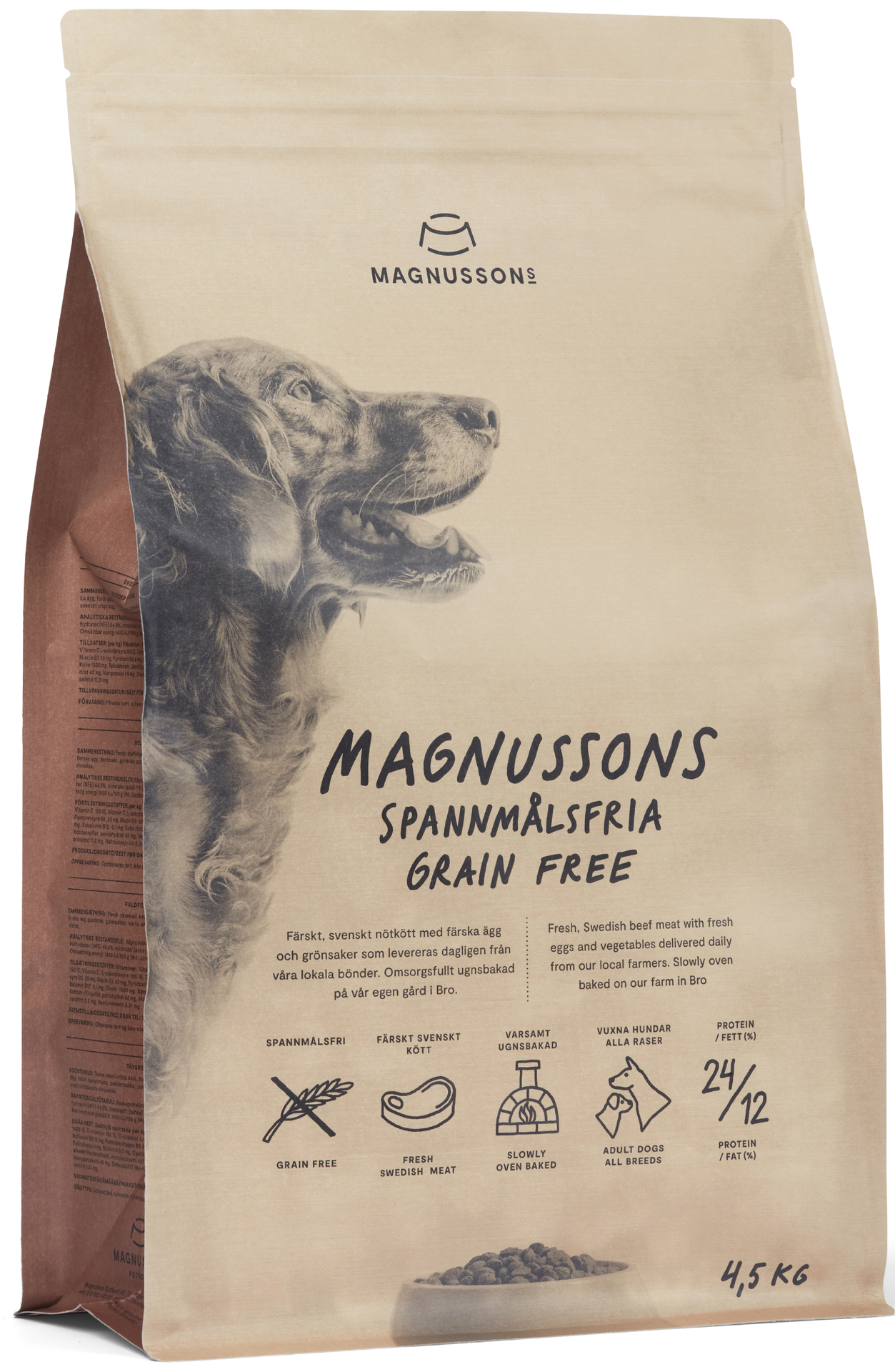 Spannmålsfritt hundfoder 4,5 kg