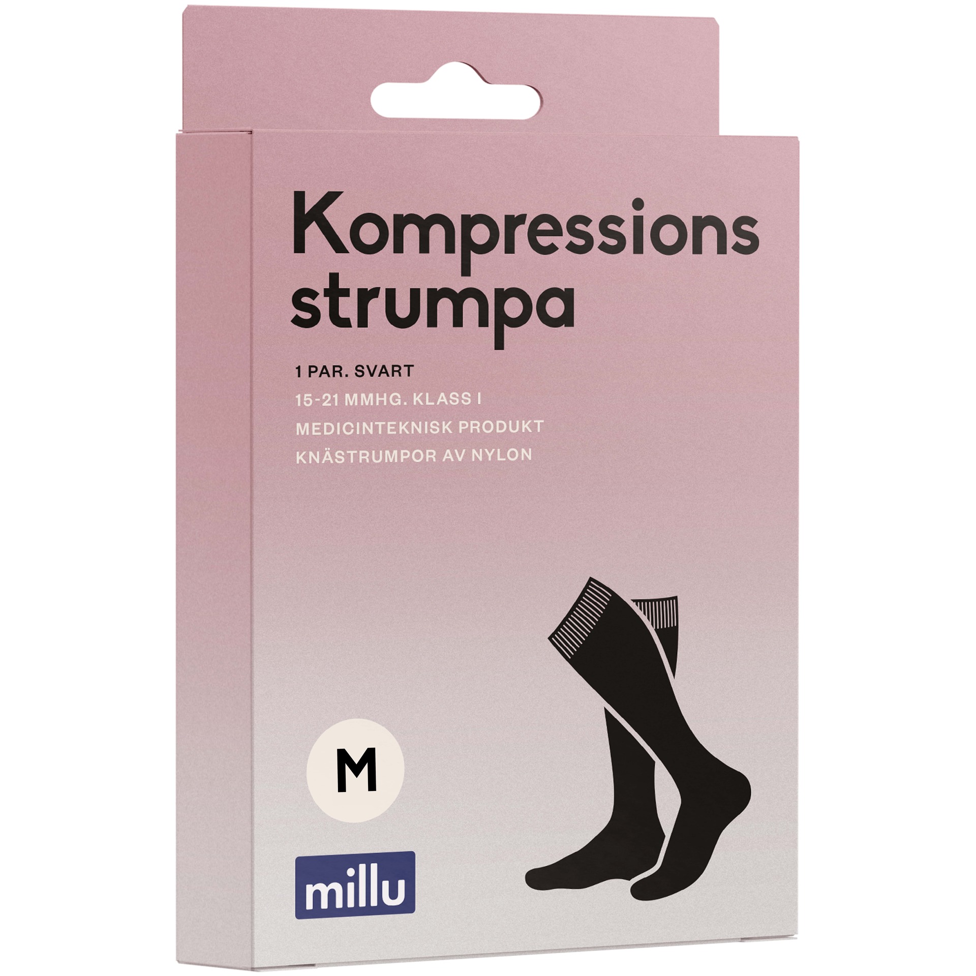 Kompressionsstrumpa Nylon Svart M