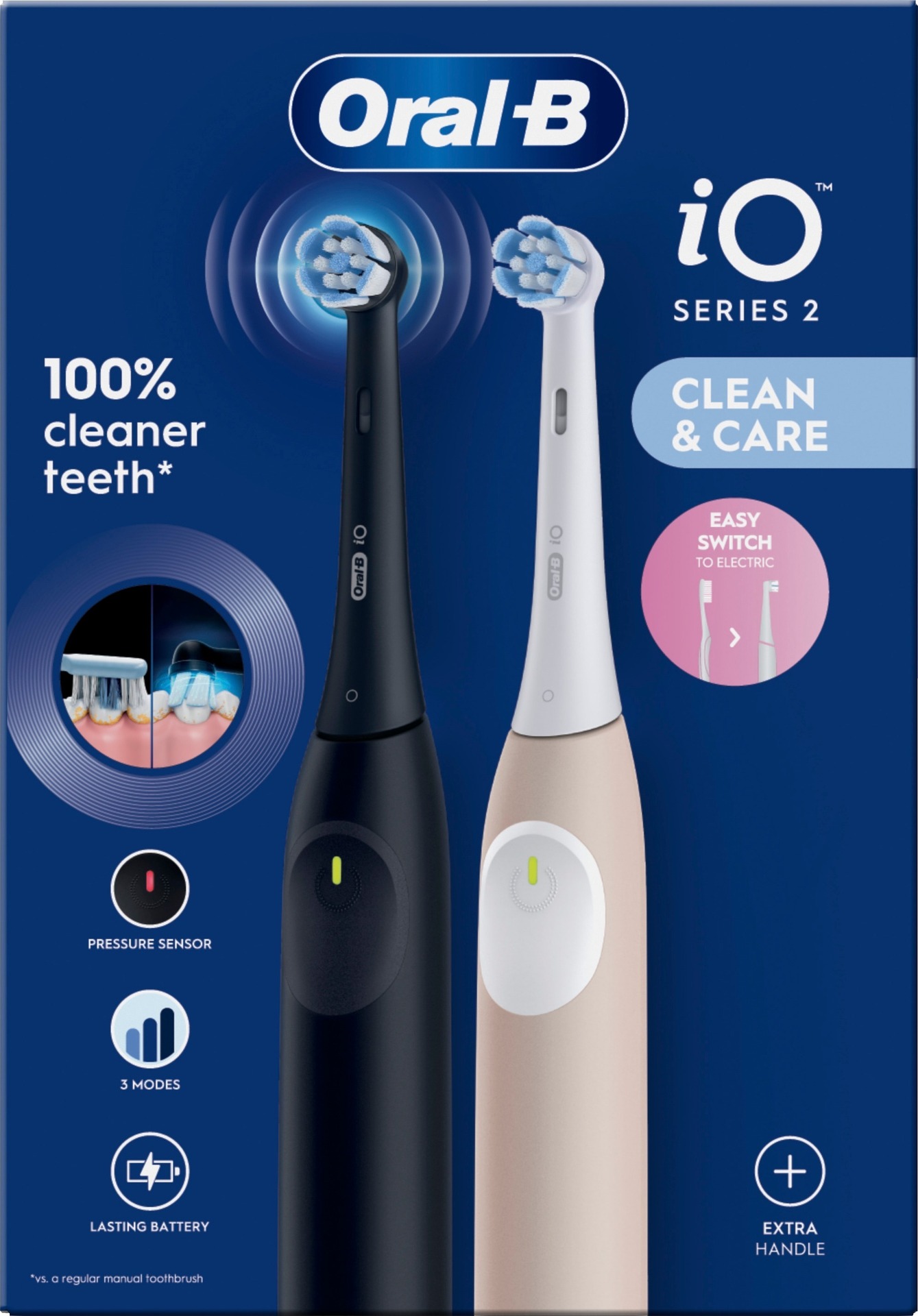 iO 2 Duo-pack Eltandborstar Night Black & Calm Pink