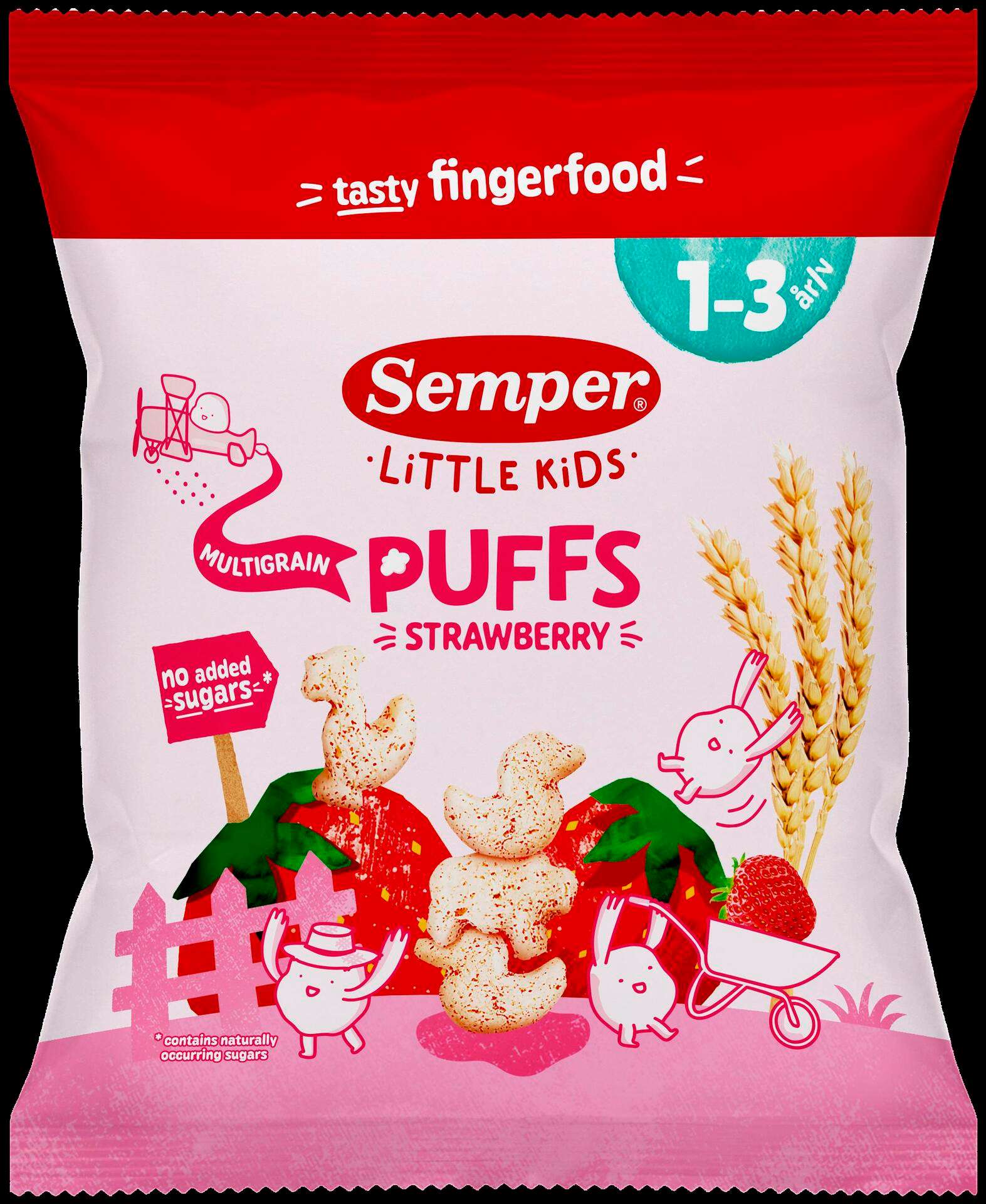 Semper Multigryn Puffs Jordgubb 1-3 år 18 g