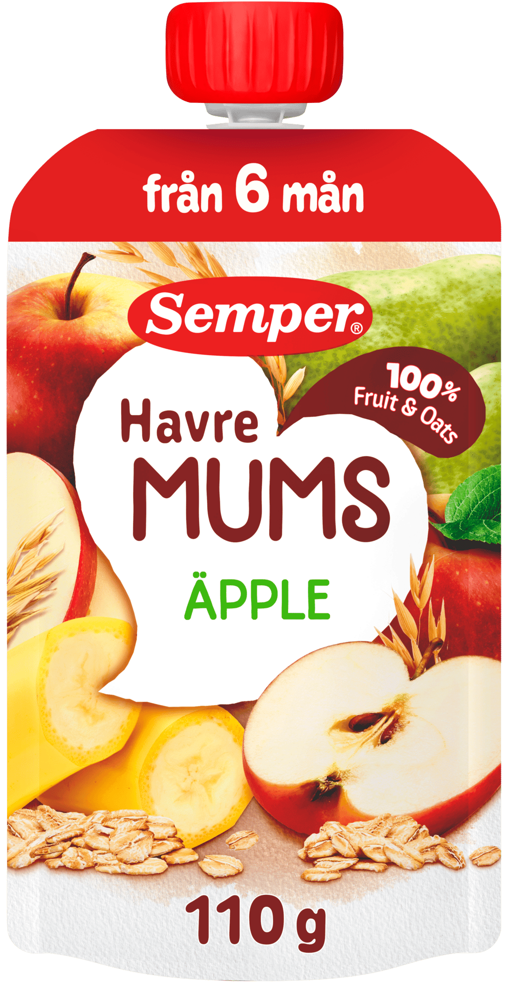Semper Havremums Klämmis Äpple från 6 månader 110 g
