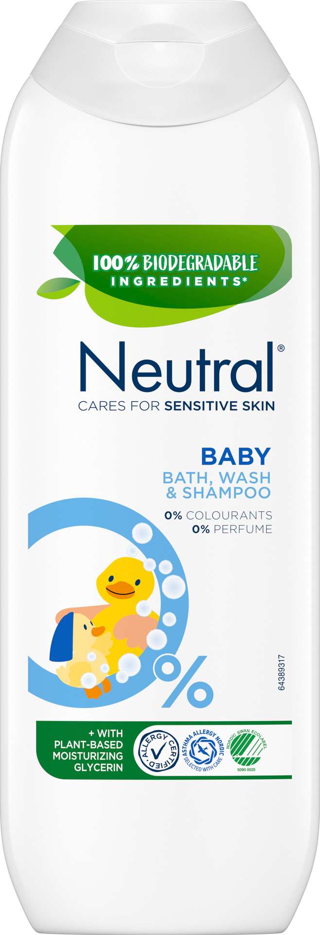 neutral baby bath & shampoo wash duschtvål för känslig hud 250 ml