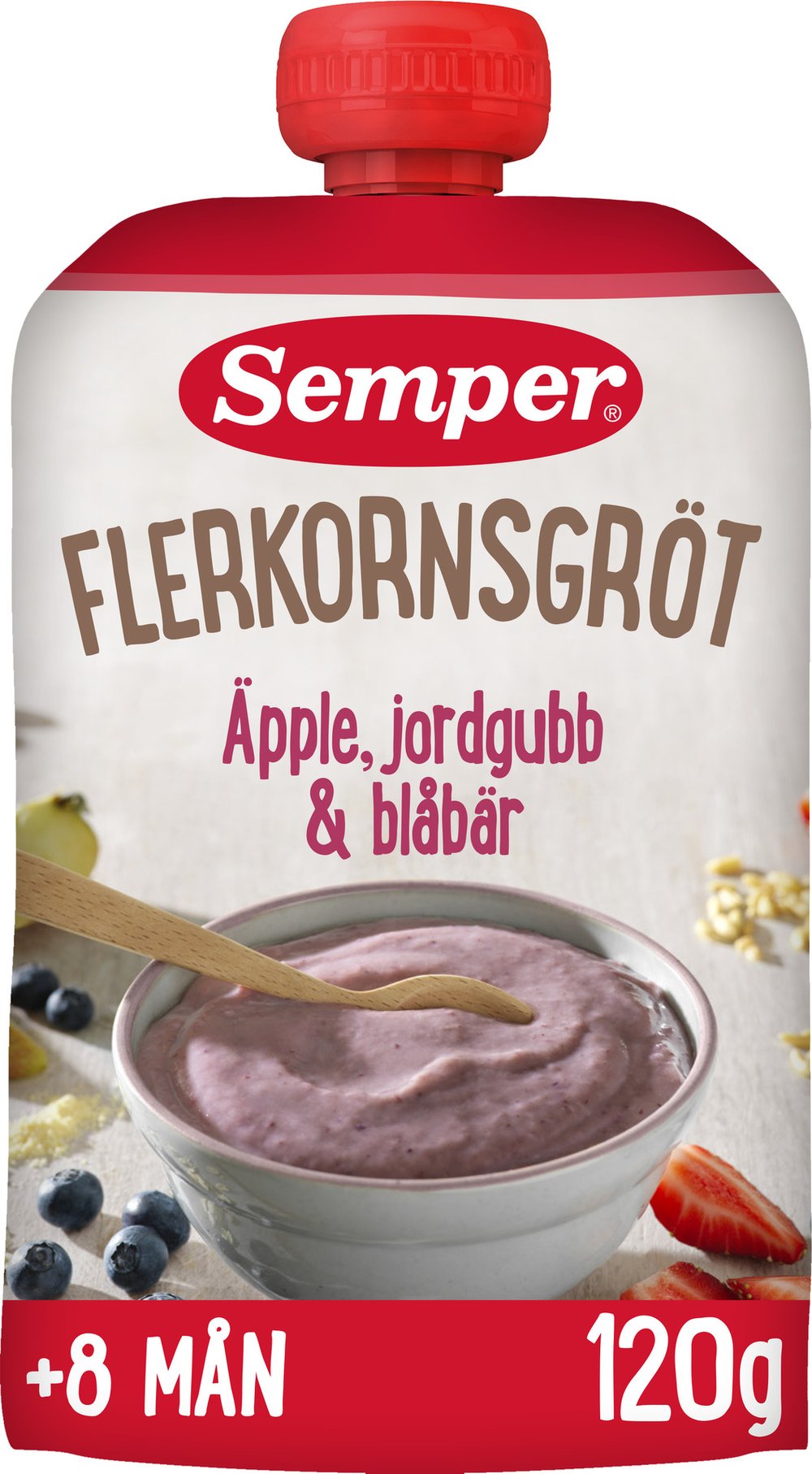 Köp Semper Flerkornsgröt Äpple, Jordgubb & Blåbär 120 g | Apohem