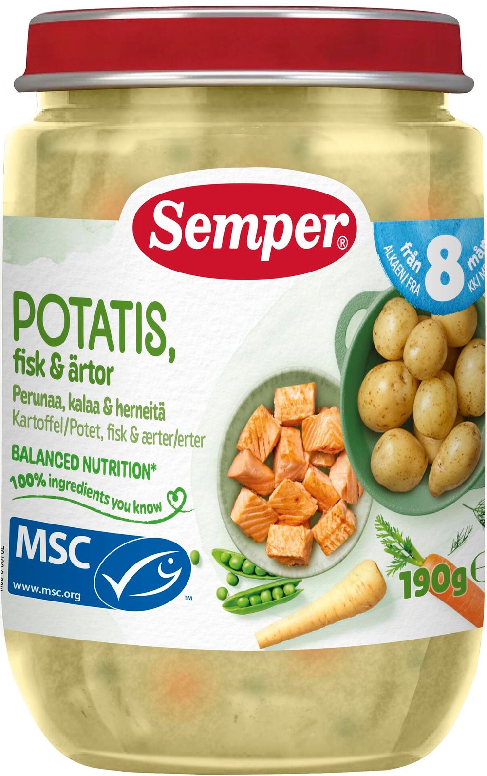 Köp Semper Potatis & Fisk Med Ärtor Från 8 månader | Apohem