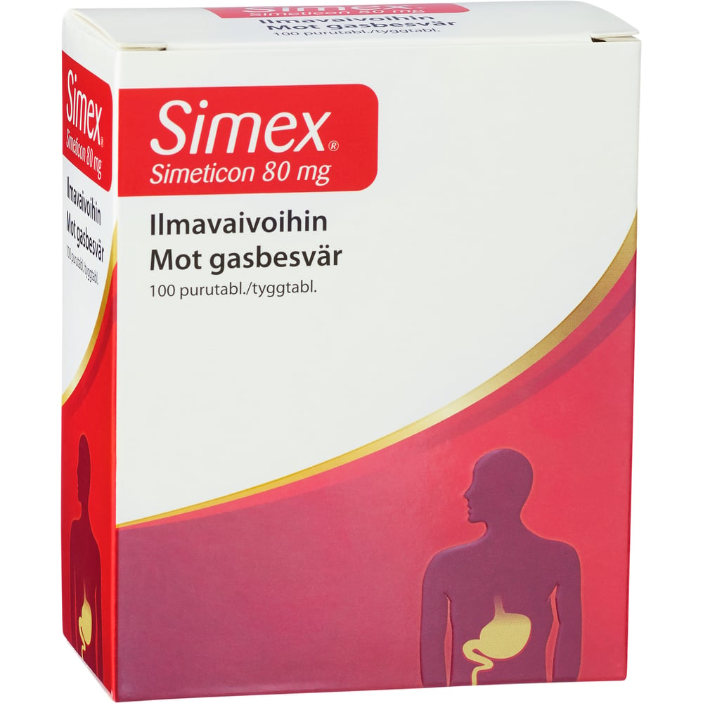 Köp Simex Mot Gasbesvär Simetikon 80 mg 100 tuggtabletter | Apohem