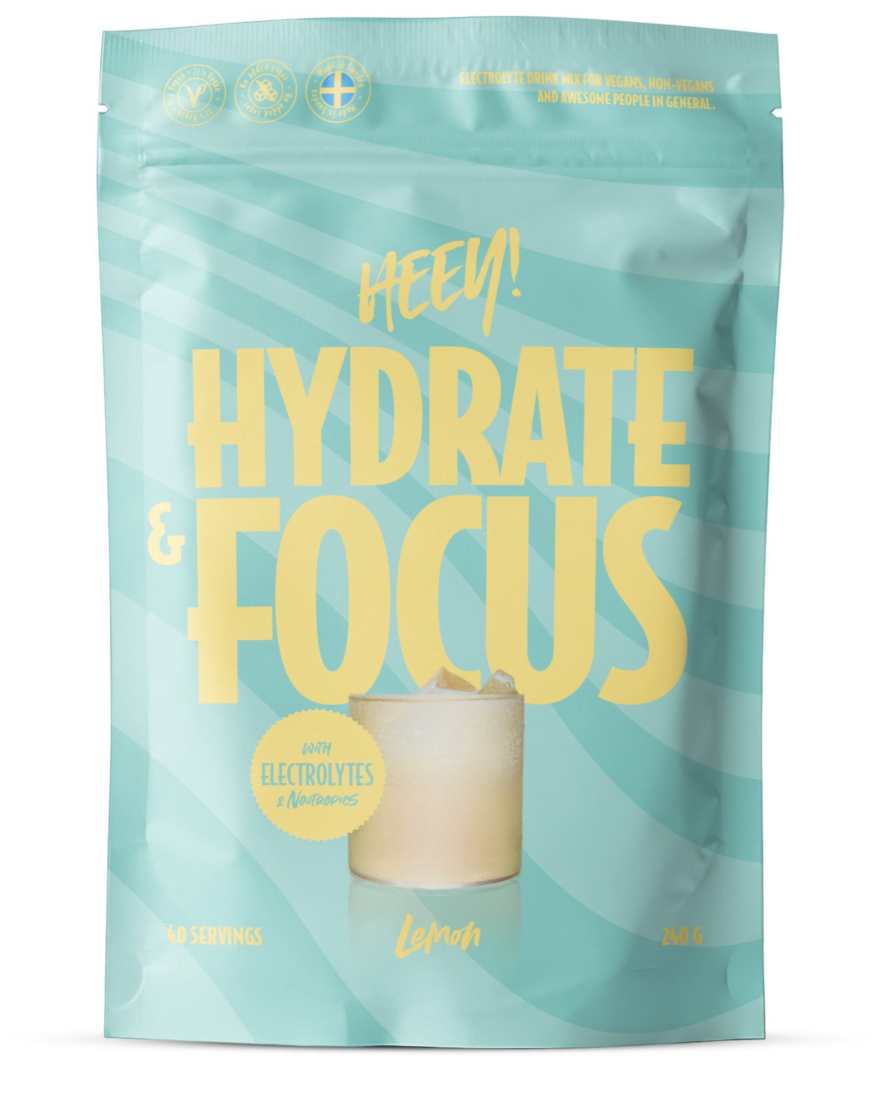 Heey! Hydrate & Focus Elektrolyter + Lions Mane Lemon 240g