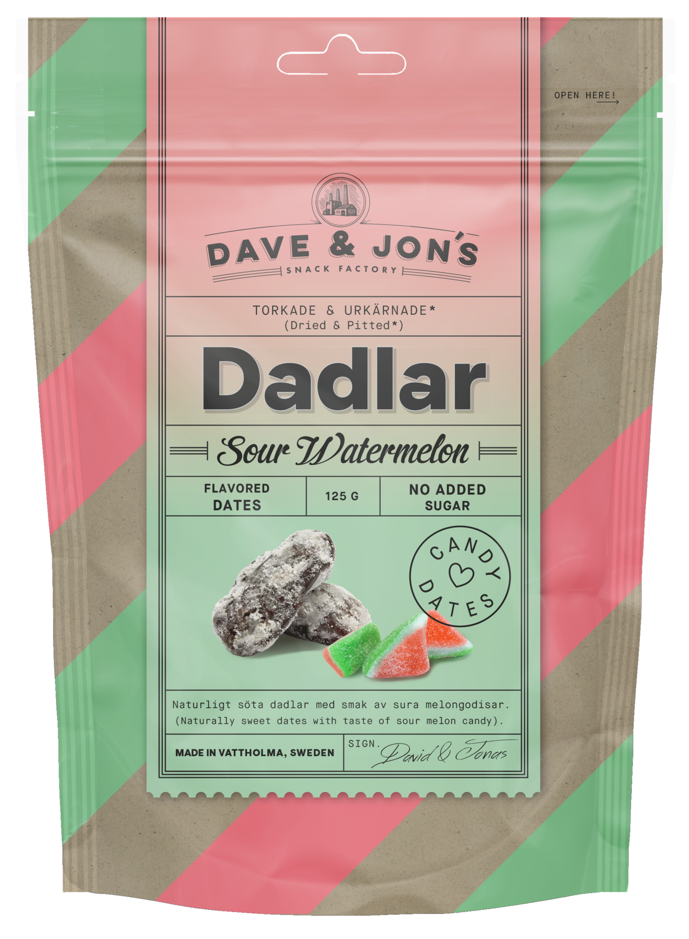 Dave & Jon´s Dadlar Sour Watermelon 125 g