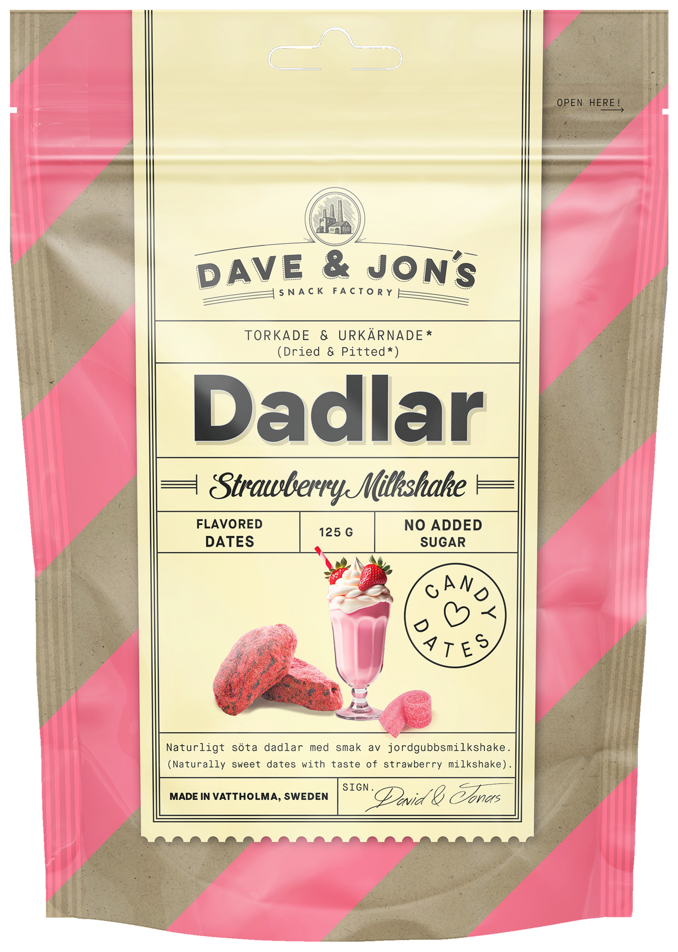 Dave & Jon´s Dadlar Strawberry Milkshake 125 g