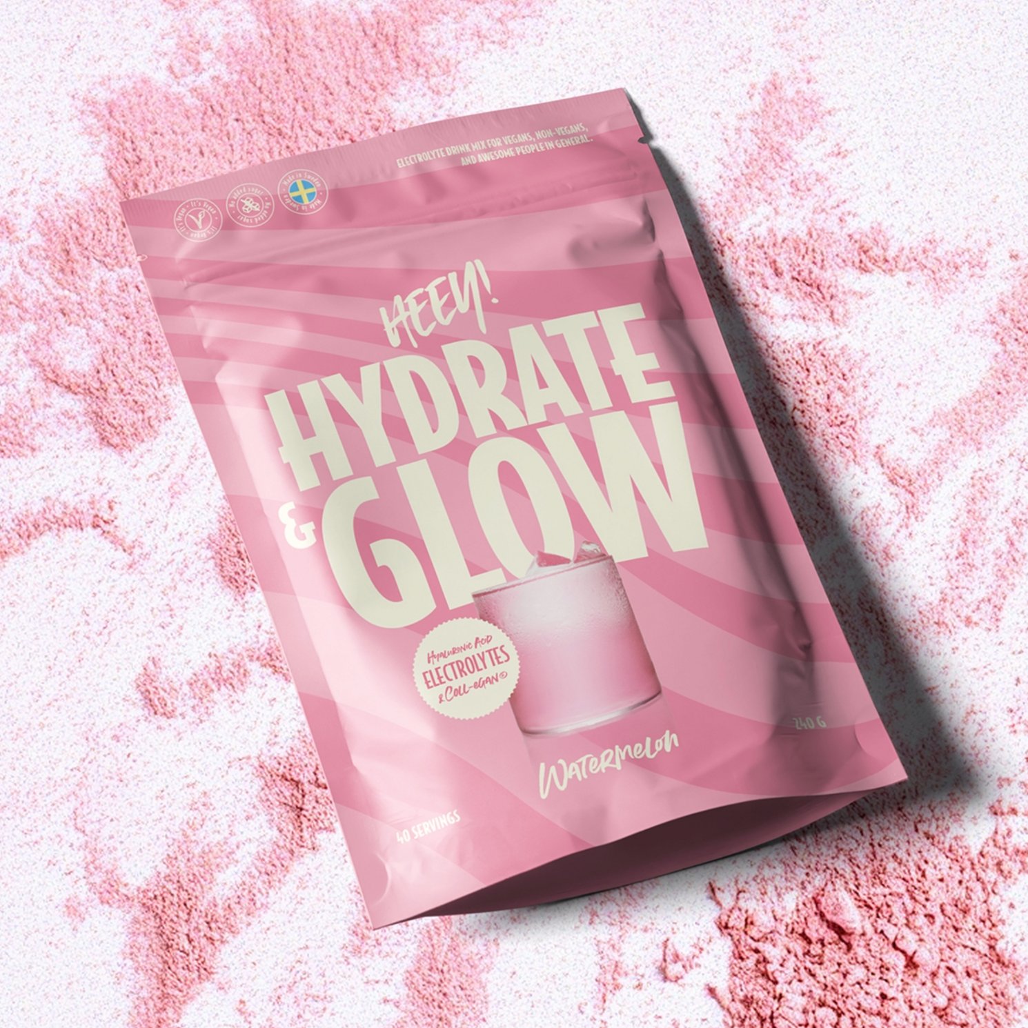Heey! Hydrate & Glow Elektrolyter + Collegan® Vattenmelon 240g