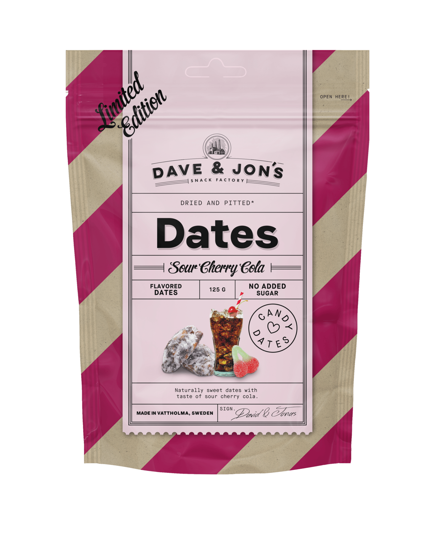 Dave & Jon´s Dadlar Sour Cherry Cola 125 g
