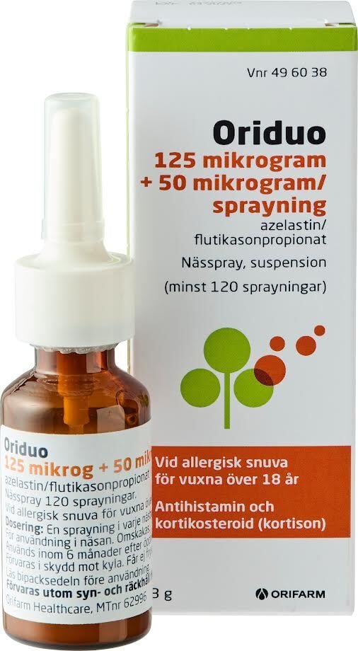 Oriduo Nässpray 125 mikrogram + 50 mikrogram/sprayning 120 sprayningar