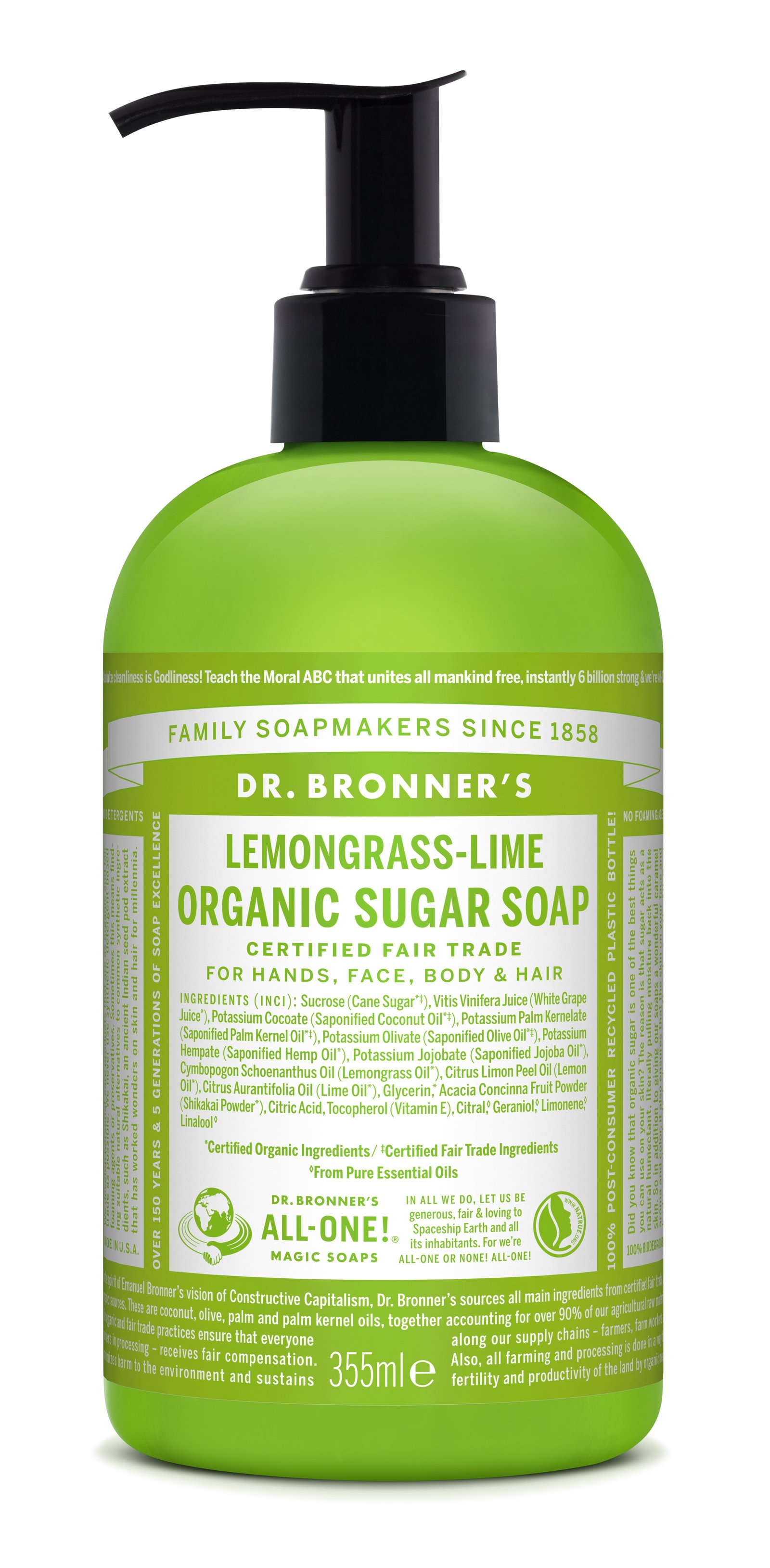 Dr Bronner Lemongrass Lime Organic Sugar Soap 355 ml
