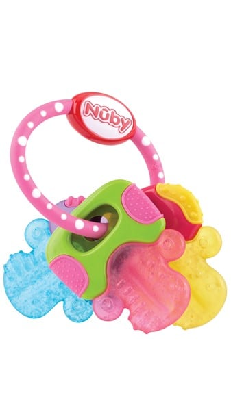 Nuby Teether IcyBite Keys 3m+Pink/Blue/Yellow