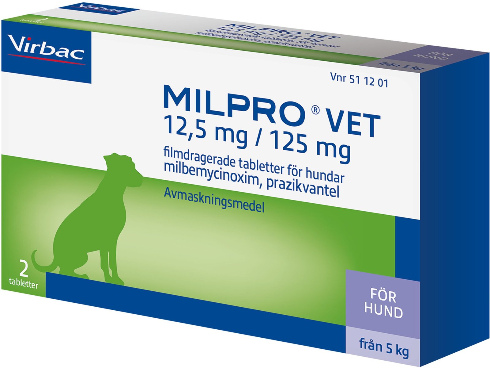 Virbac Milpro Vet 12,5 mg/125 mg Avmaskningsmedel för hundar 2 tabletter