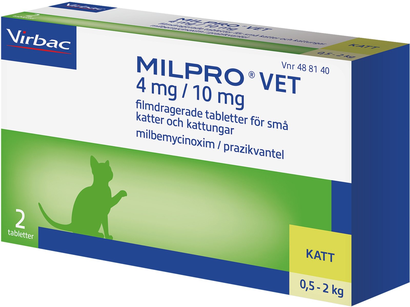 Virbac Milpro Vet 4 mg/10 mg Avmaskningsmedel för små katter & kattungar 2 tabletter