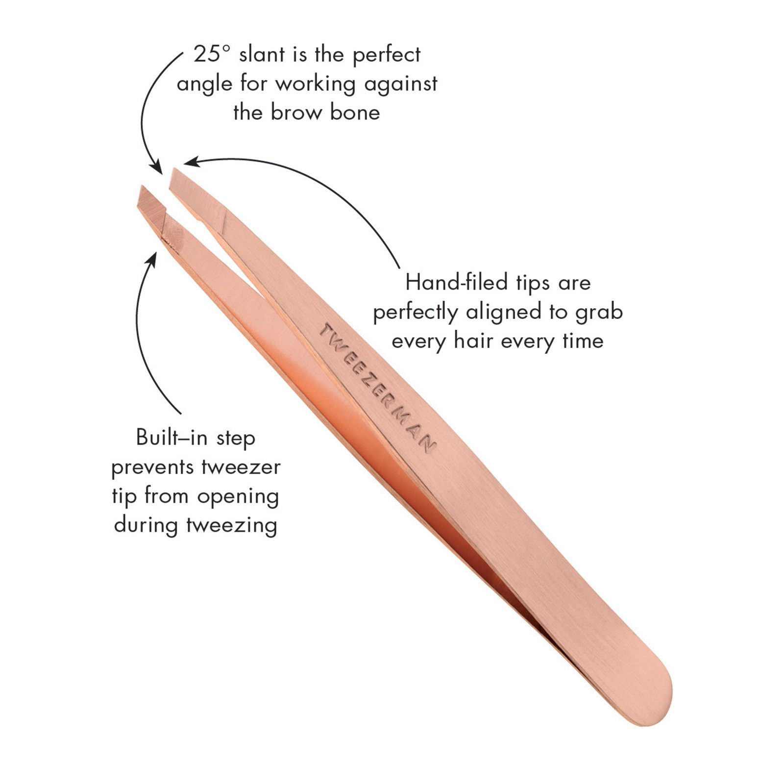 TWEEZERMAN Slant Tweezer Rose Gold 1st