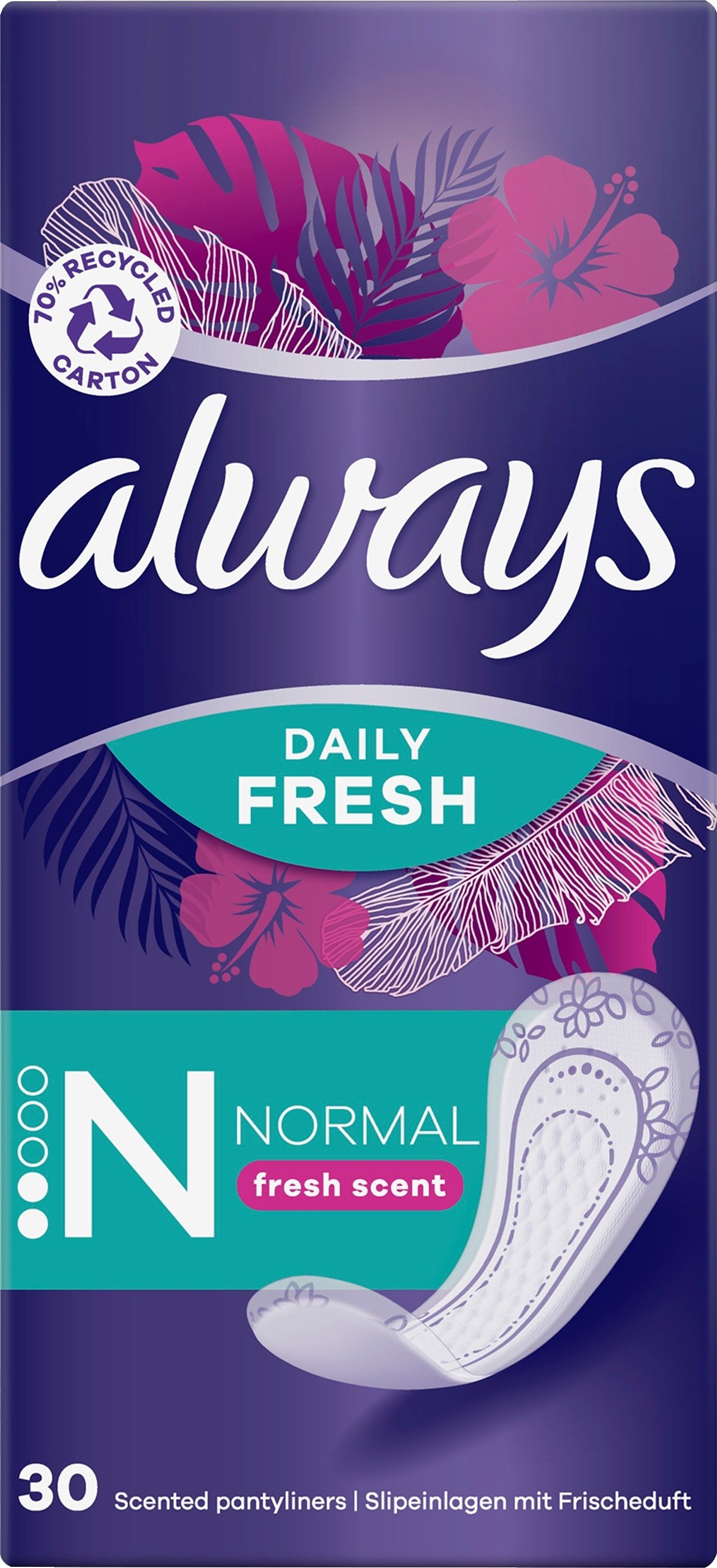 Always Dailies Normal Fresh & Protect Trosskydd med en fräsch doft 30 st