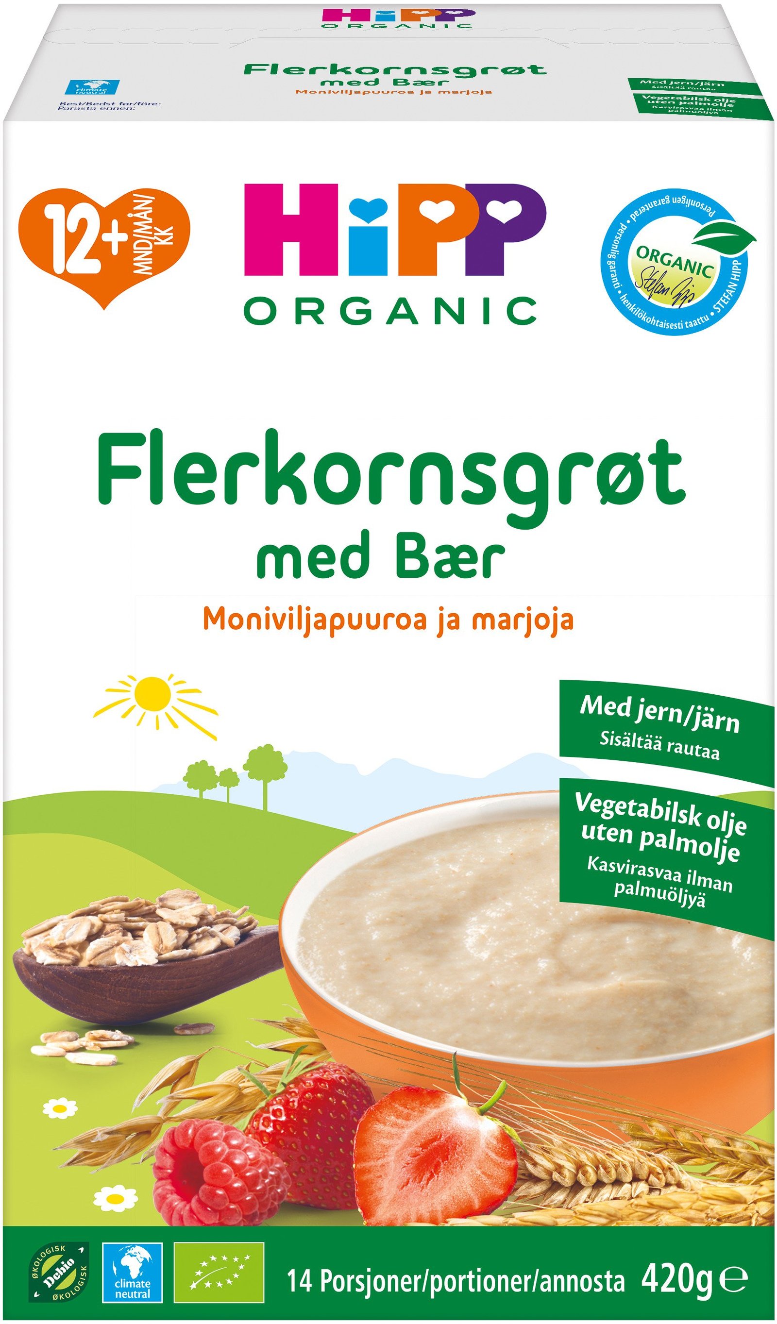 HiPP Organic Flerkornsgröt & Bär 420 g