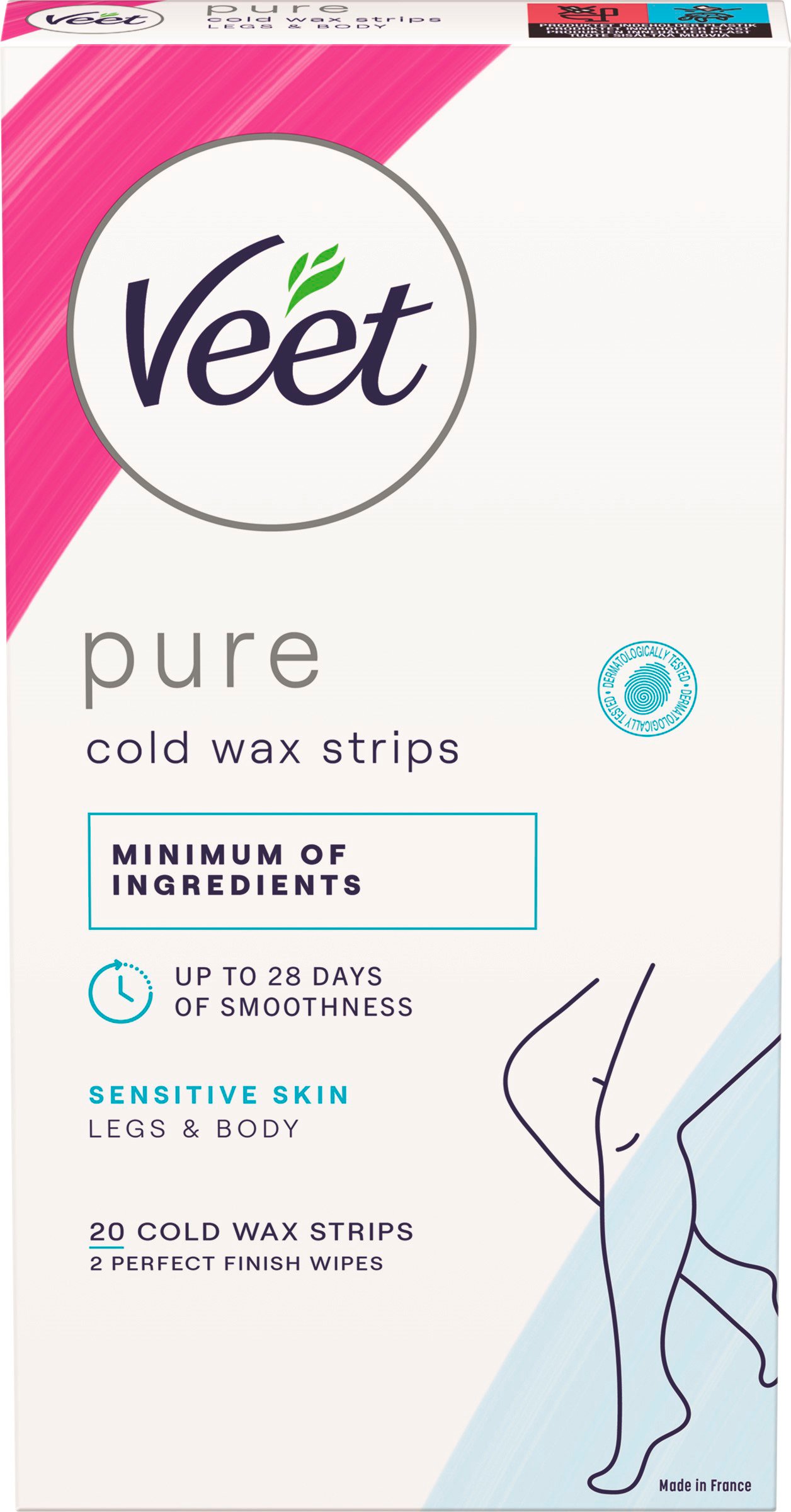 Veet Pure Cold Wax Strips Leg & Body Sensitive Skin 20 st