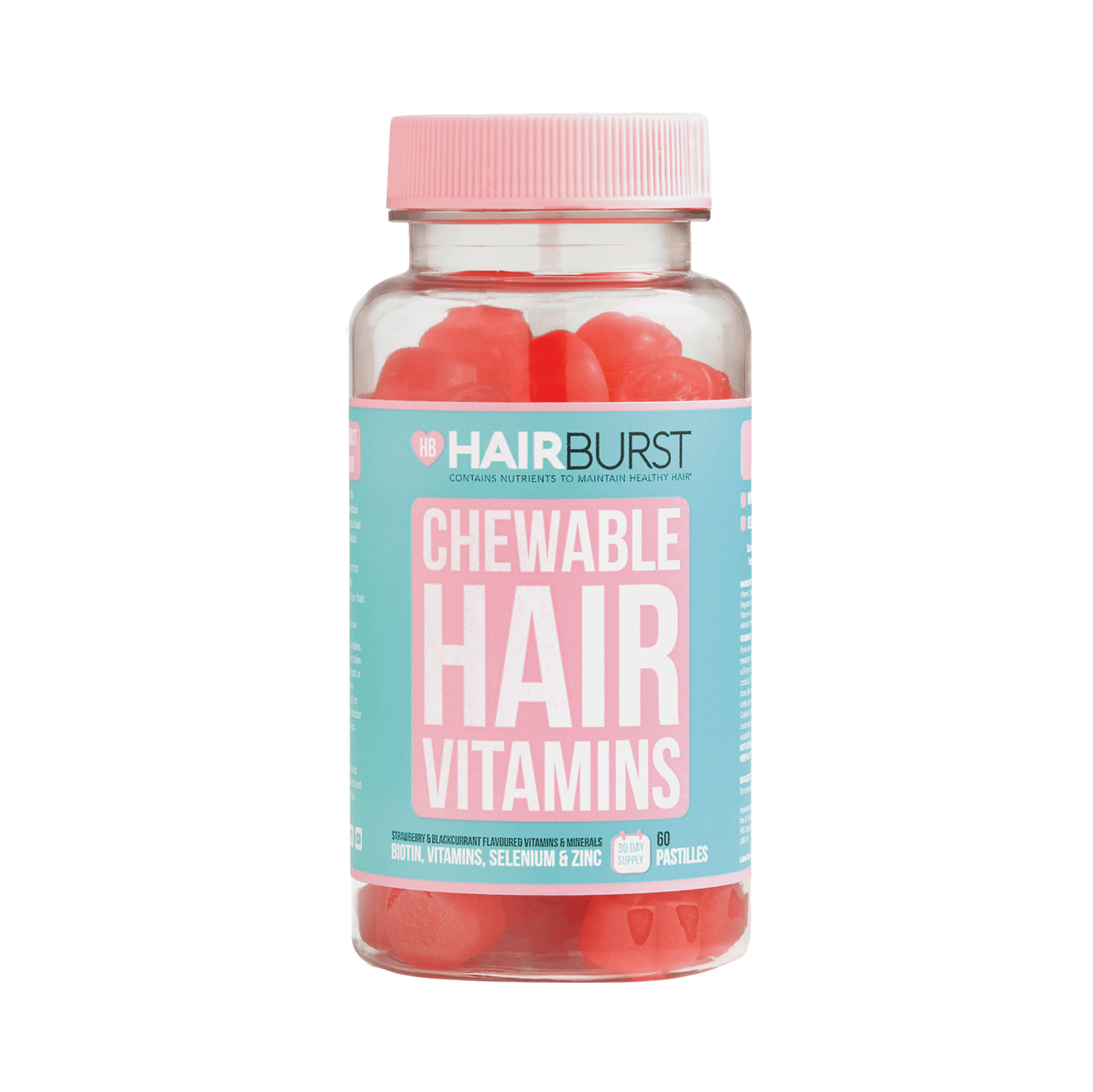 Hairburst Tuggbara Hårvitaminer Jordgubb & Svartvinbär 60 tuggtabletter