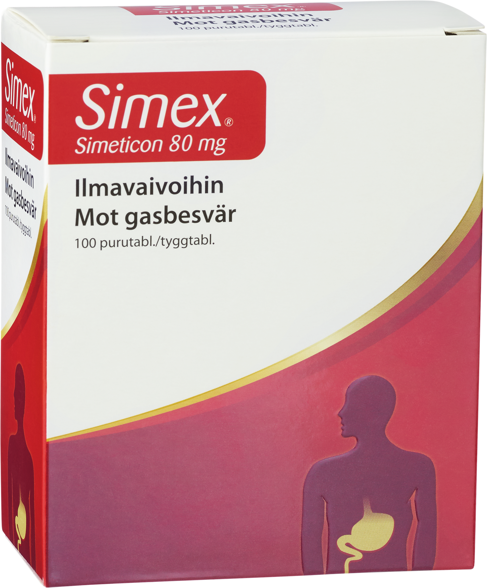 Simex Mot Gasbesvär Simetikon 80 mg 100 tuggtabletter