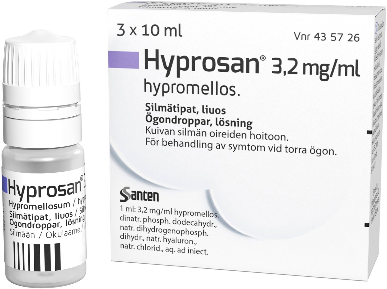 Hyprosan Ögondroppar 3,2 mg/ml 3 x 10 ml