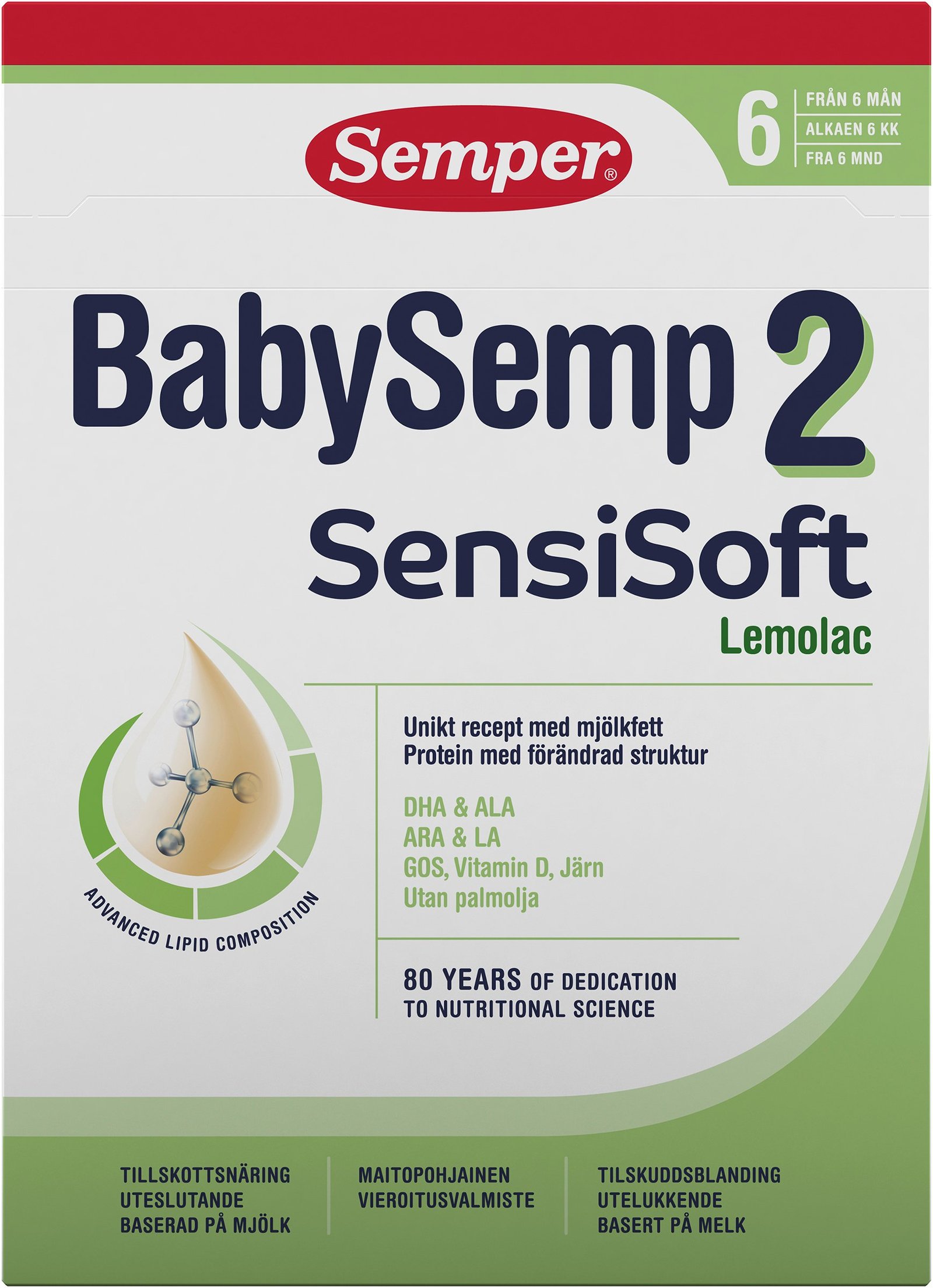 Semper BabySemp 2 SensiSoft Lemolac Tillskottsnäring 700g