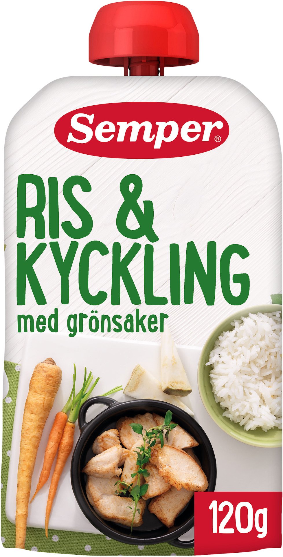 Semper Ris & Kyckling med grönsaker 6 Mån 120g