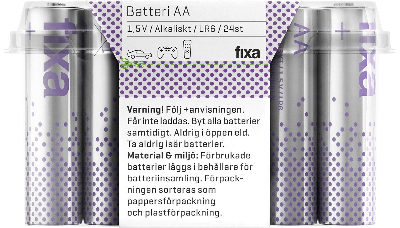 Fixa AA LR6 Batterier 24 st
