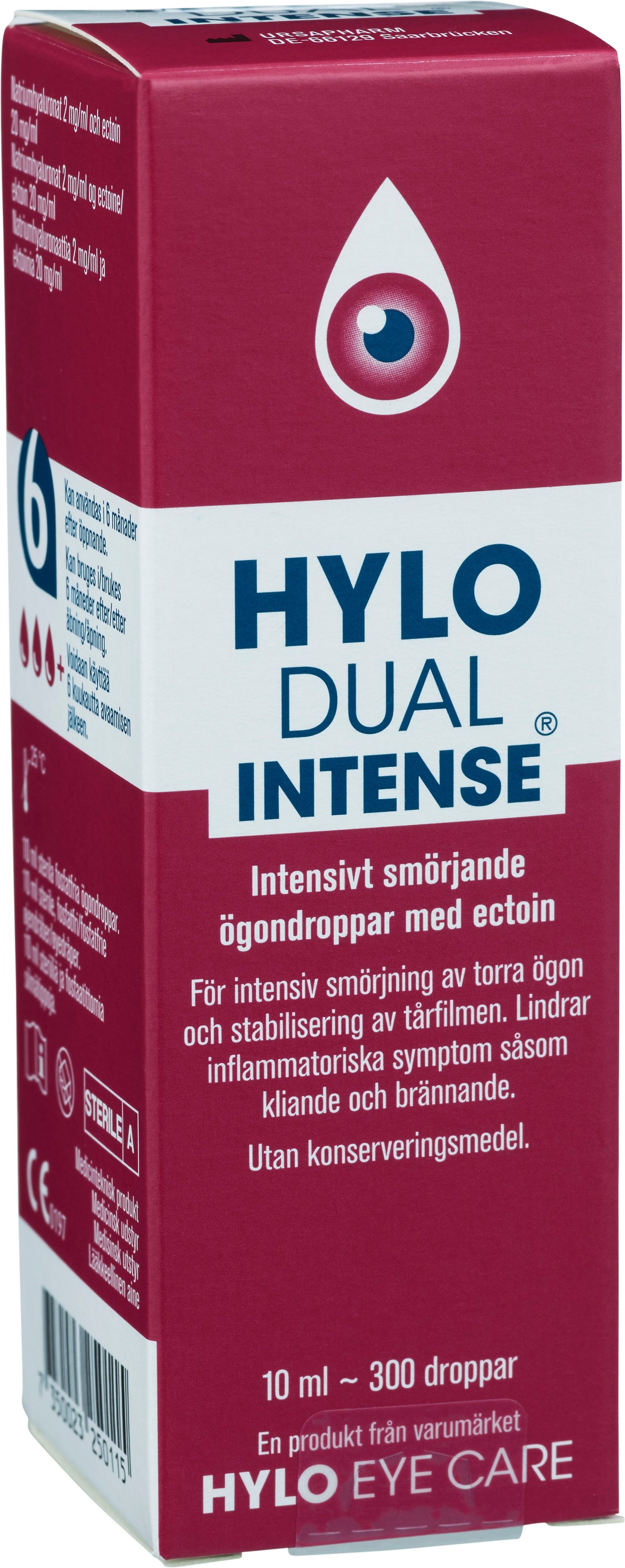 Hylo Dual Intense Smörjande Ögondroppar 10 ml