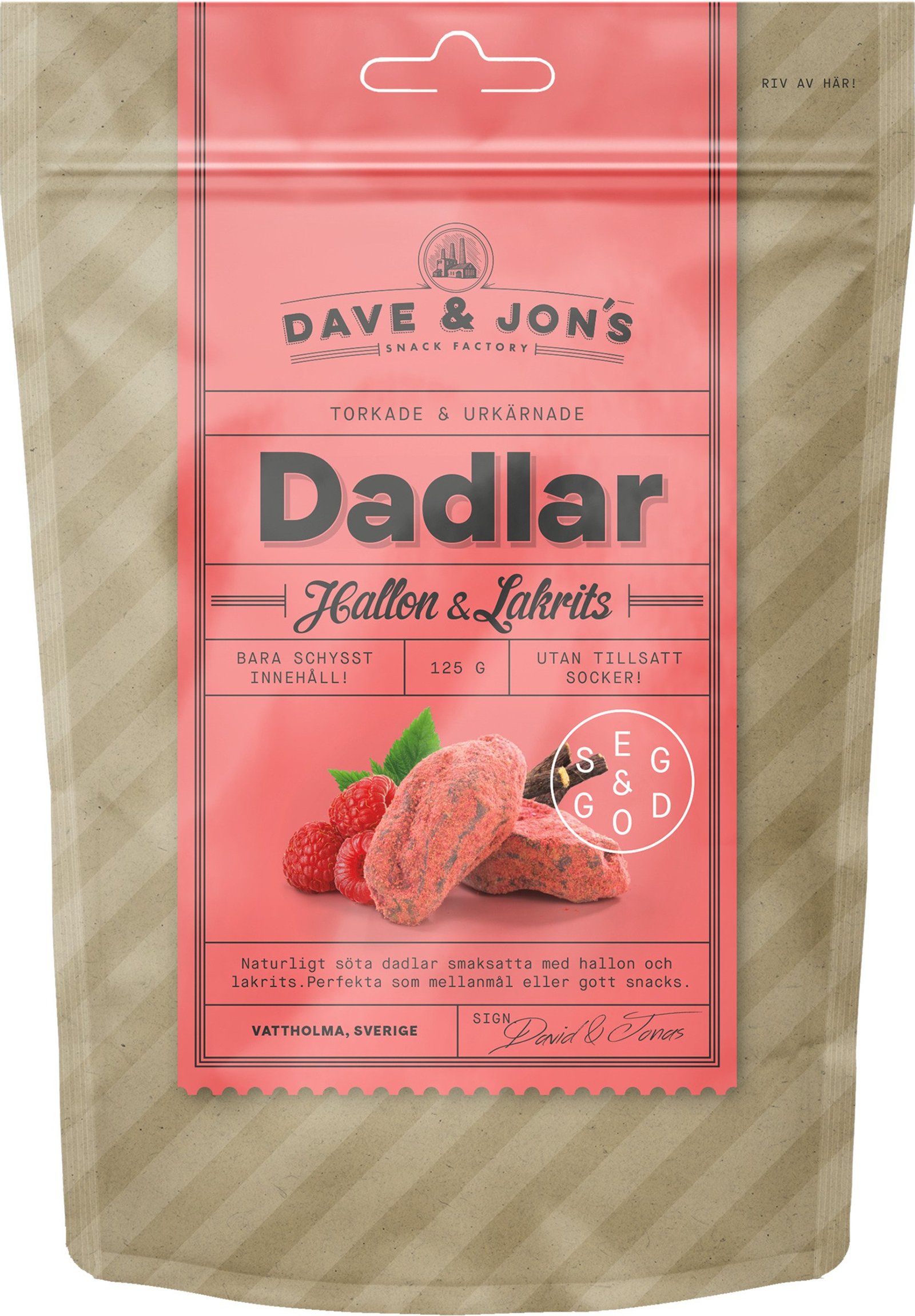 DAVE & JON´S Dadlar Hallon & Lakrits 125 g