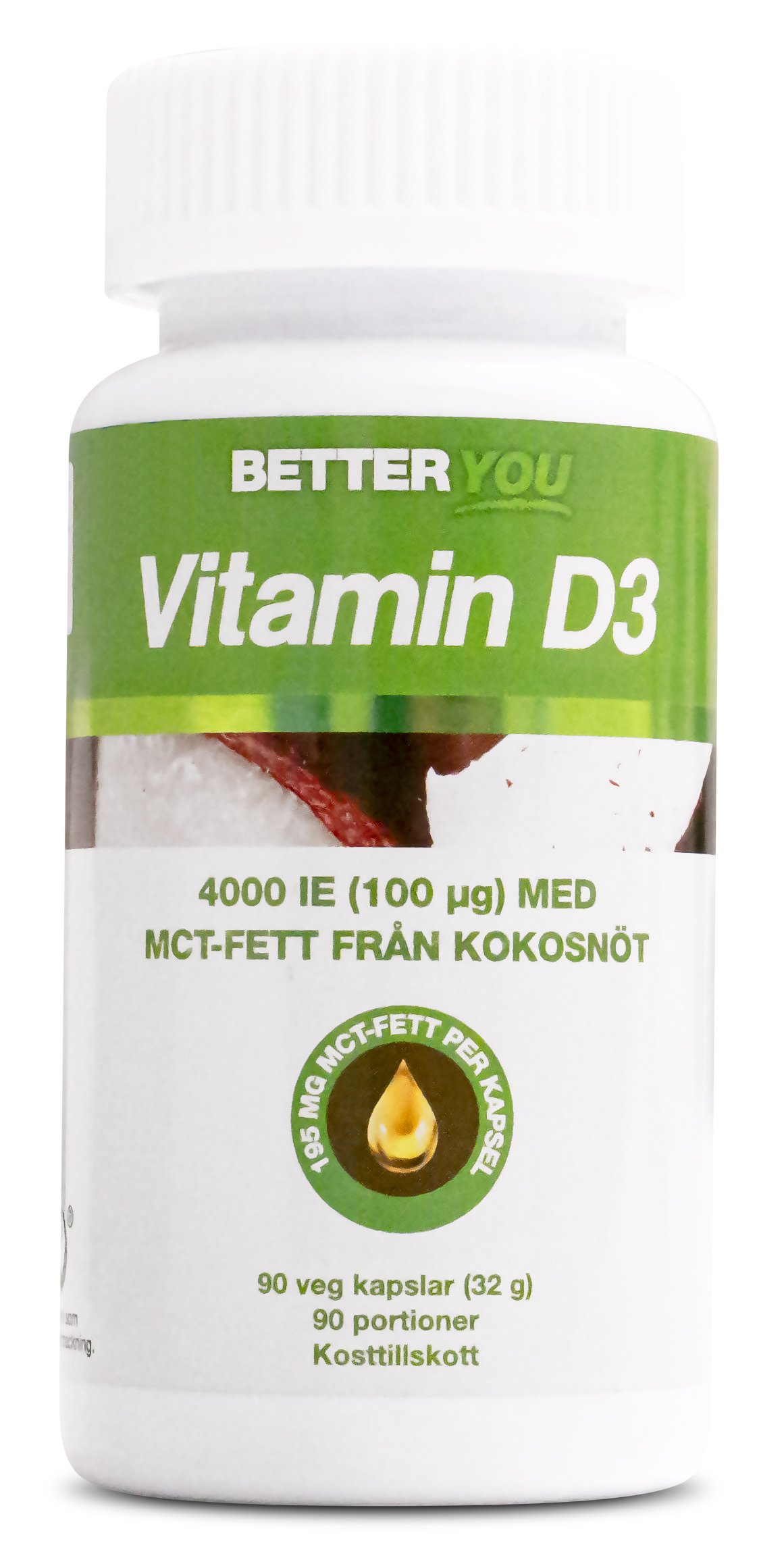 Better You Vitamin D3 4000 IE + Kokosolja 90 kapslar