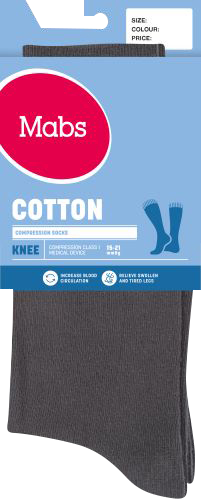 Mabs Cotton Knee Stödstrumpor Grey M