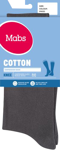 Mabs Cotton Knee Stödstrumpor Grey M