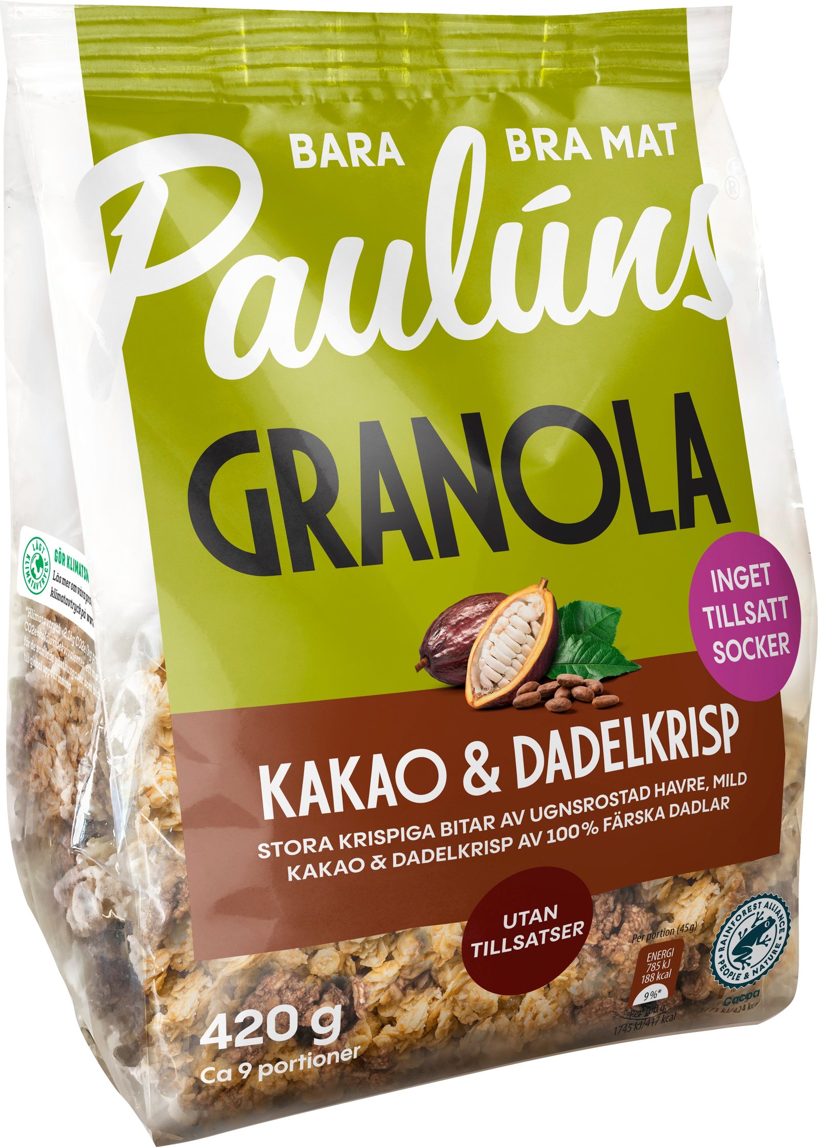 Paulúns Granola Kakao & Dadelkrisp 420g