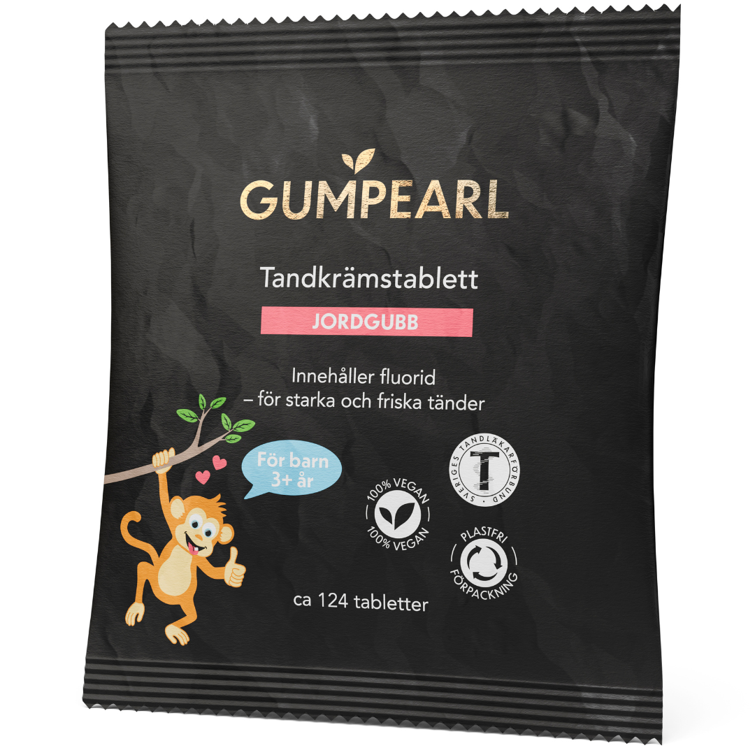 GUMPEARL Tandkrämstablett Jordgubb Refill Barn +3 år 124 st