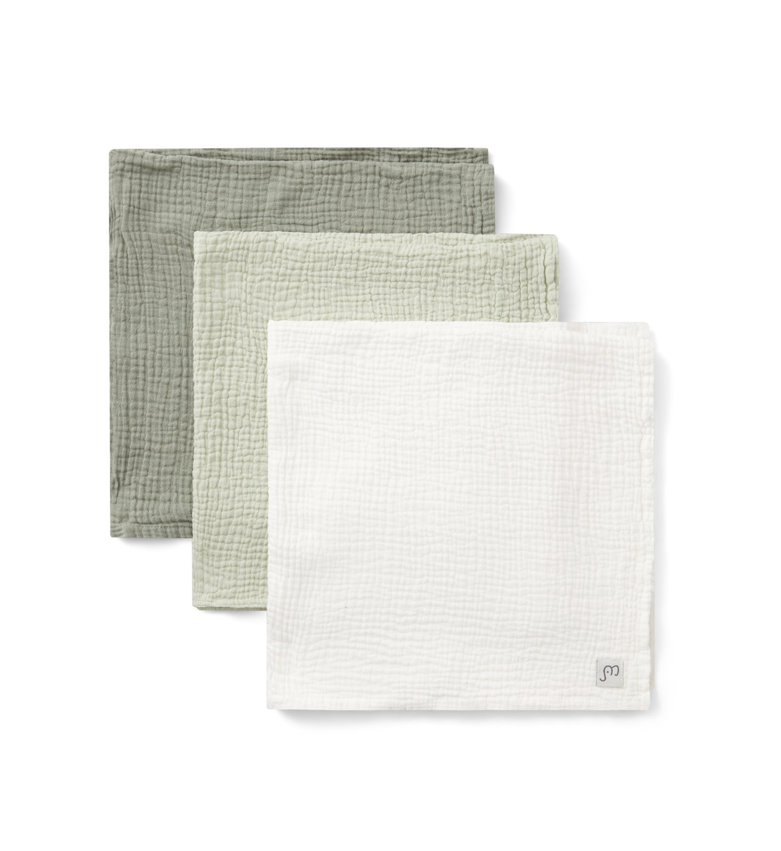 Ami Minie 3-pack Muslin squares Green/White 60x60 cm