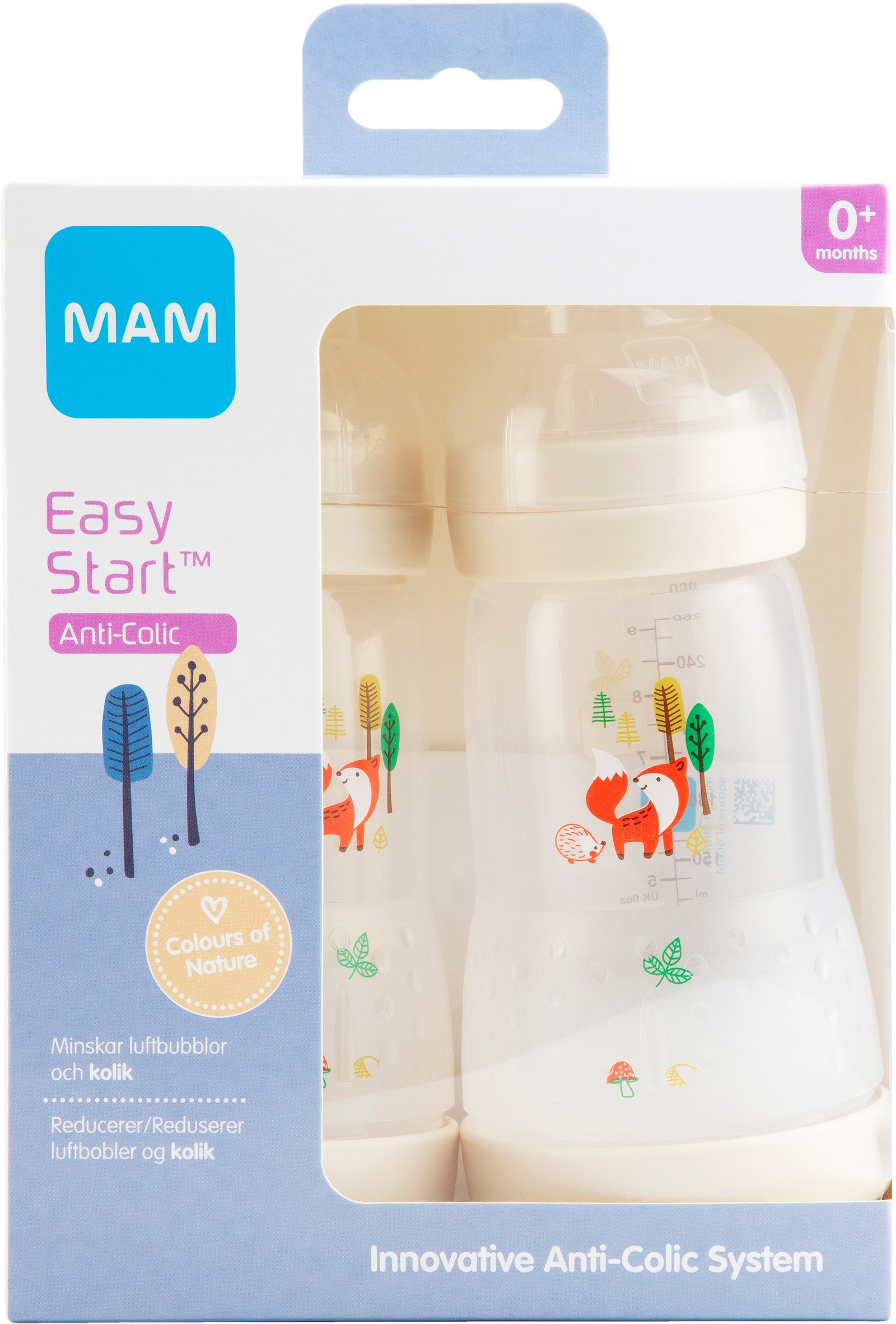 MAM Easy Start Anti Colic Nappflaskor 0+ Månader 260 ml 2 st - Olika färger