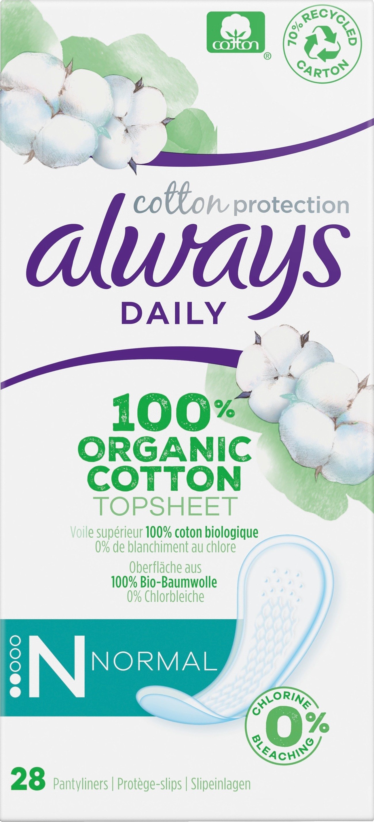 Always Daily Cotton Protection Trosskydd Normal 28 st