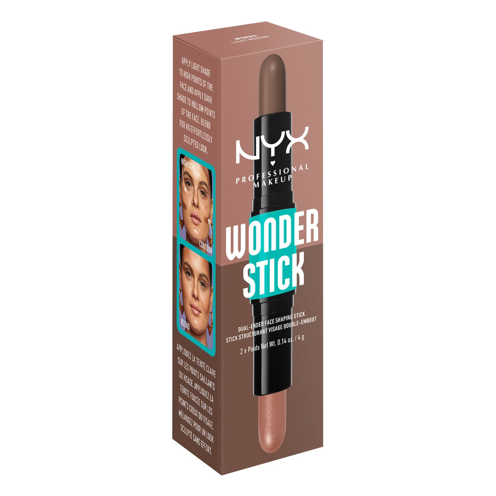 NYX Professional Makeup Wonder Stick Dual-Ended Face Shaping Stick 3 Light Medium 1 st