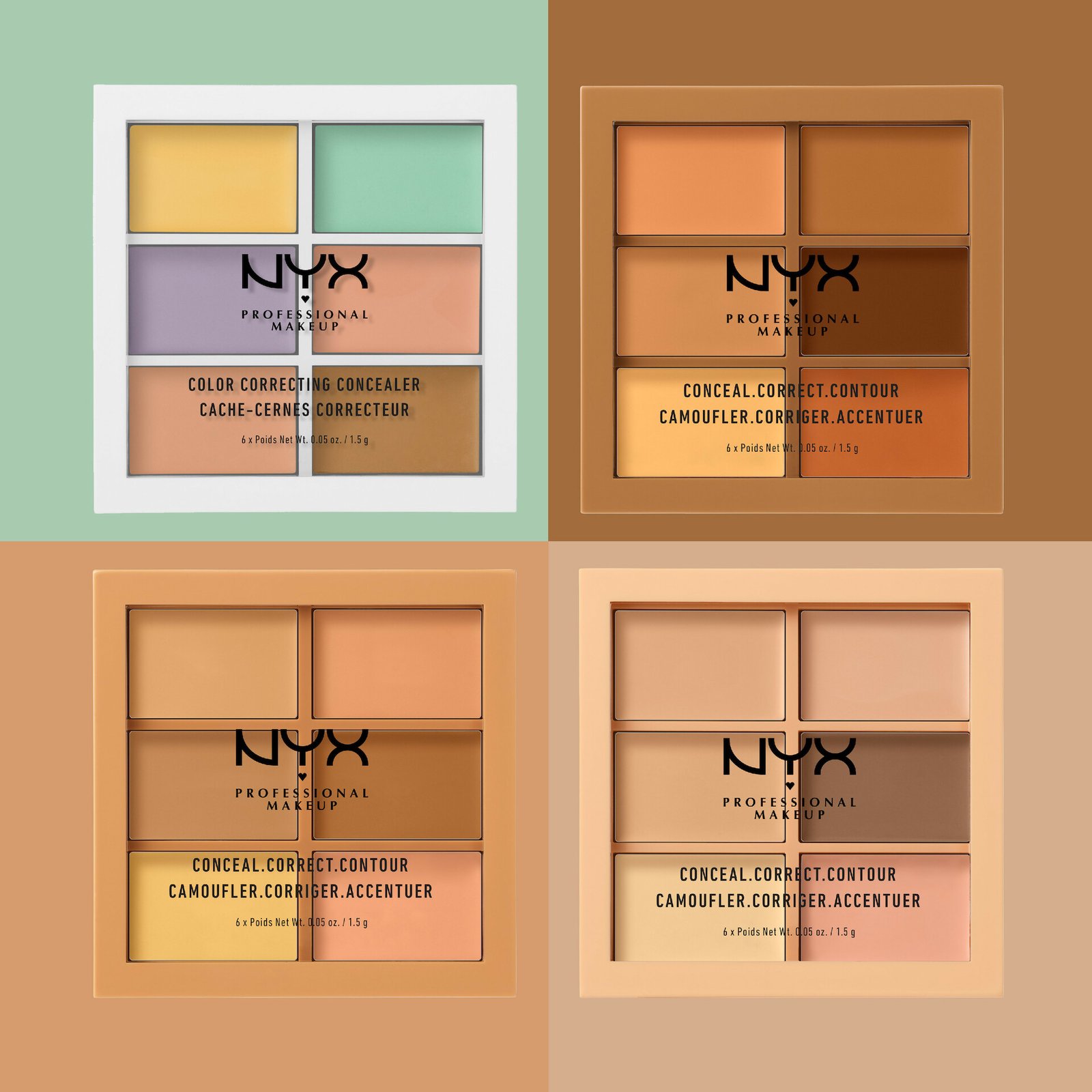 NYX Professional Makeup Color Correcting Concealer 4 Contour Palette 9g