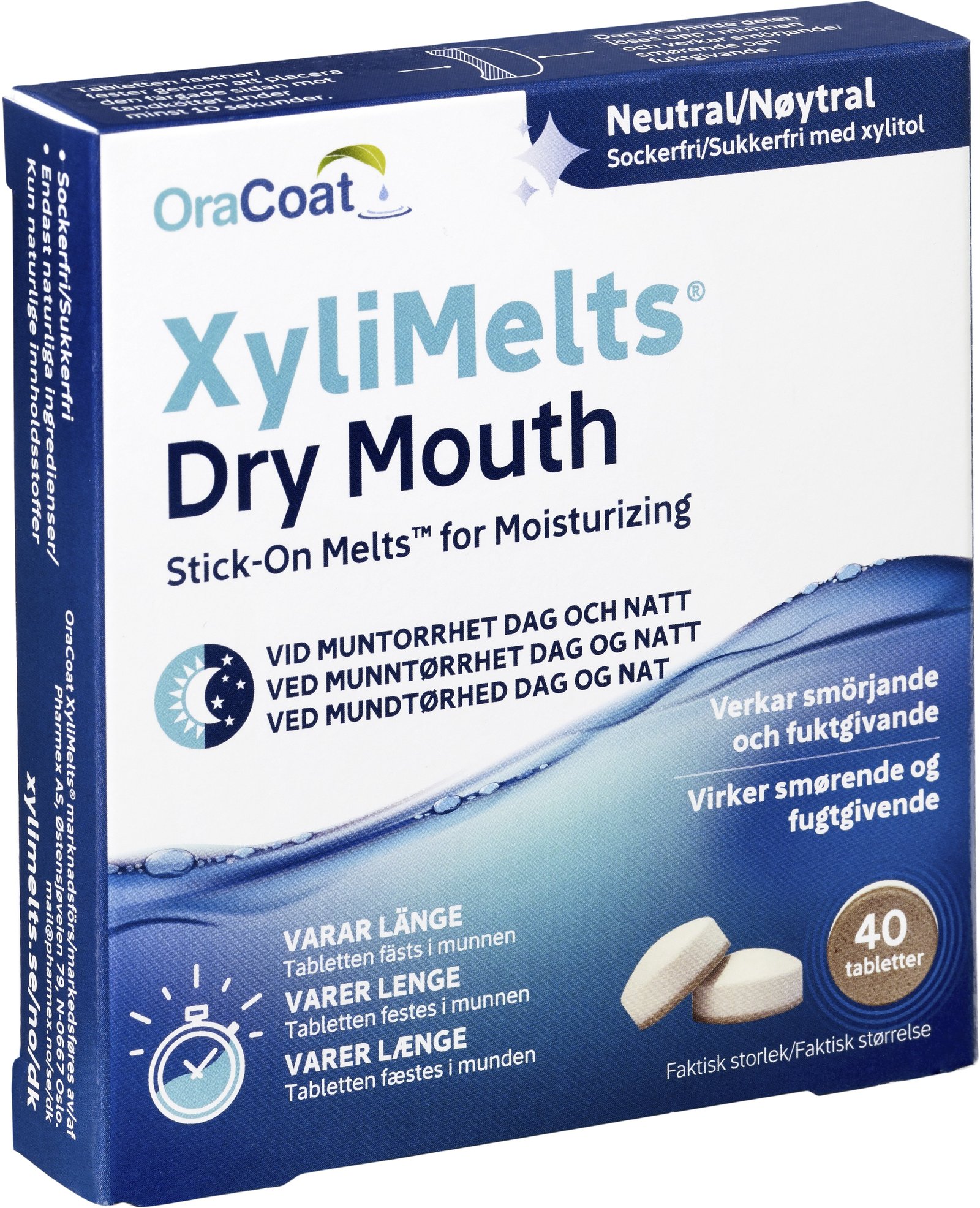 Xylimelts Dry Mouth Neutral Fästtabletter vid muntorrhet 40 st